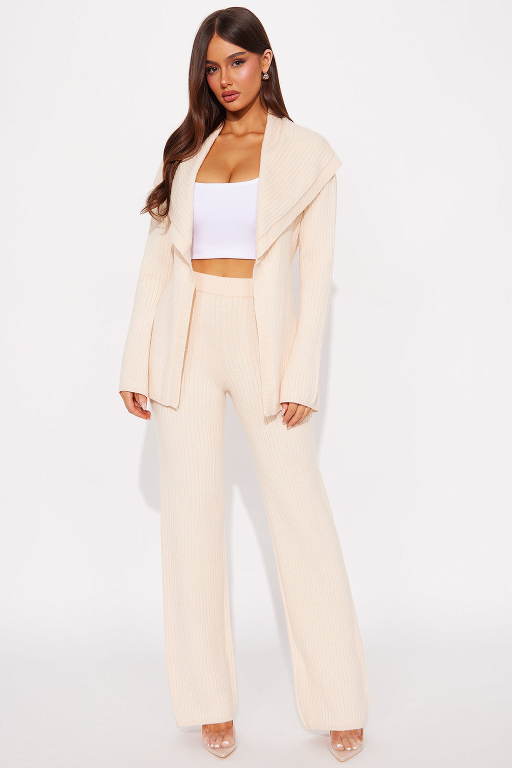 Emma Off Shoulder Sweater Pant Set - Cream 
