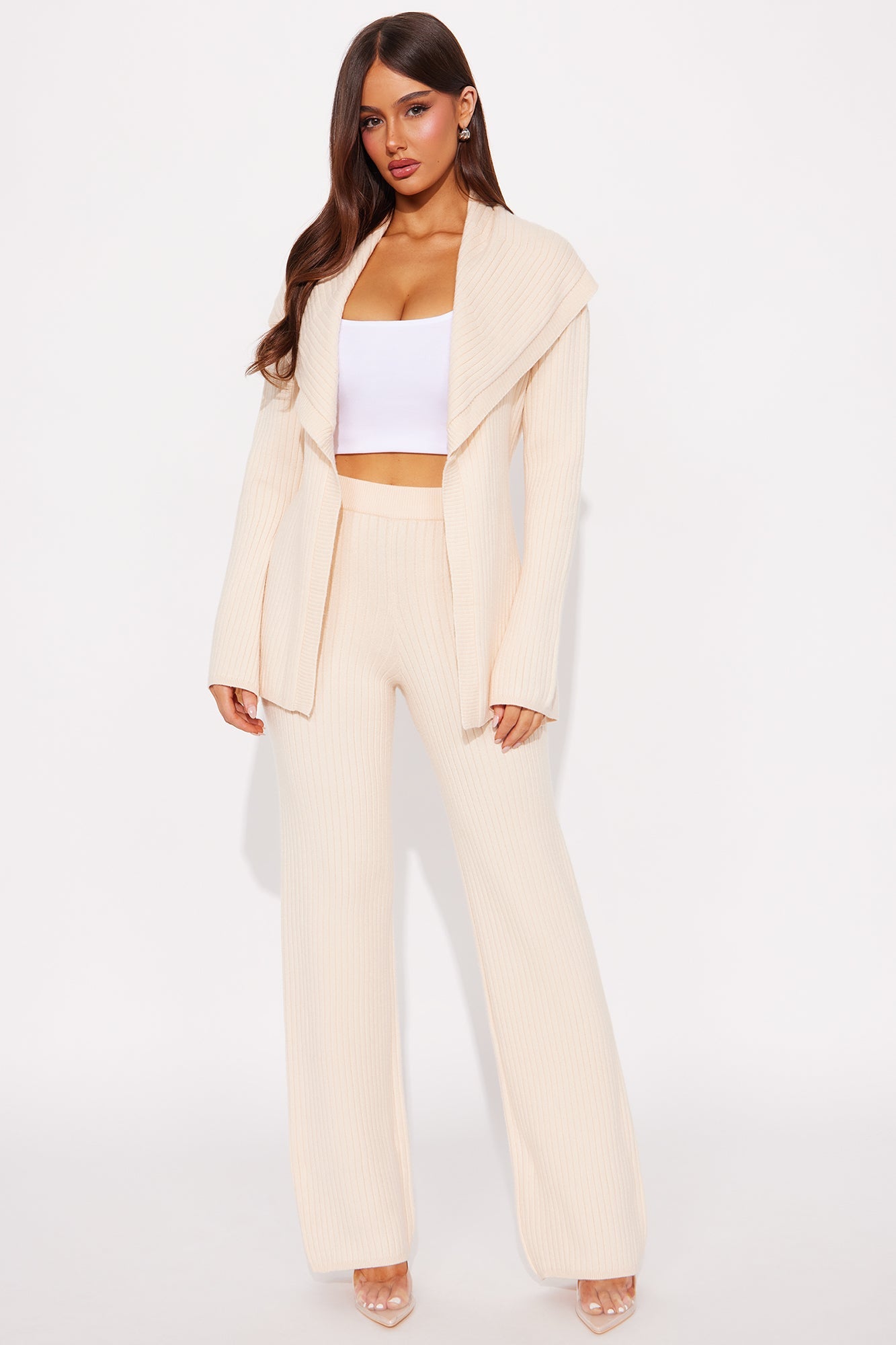 Emma Off Shoulder Sweater Pant Set - Cream 