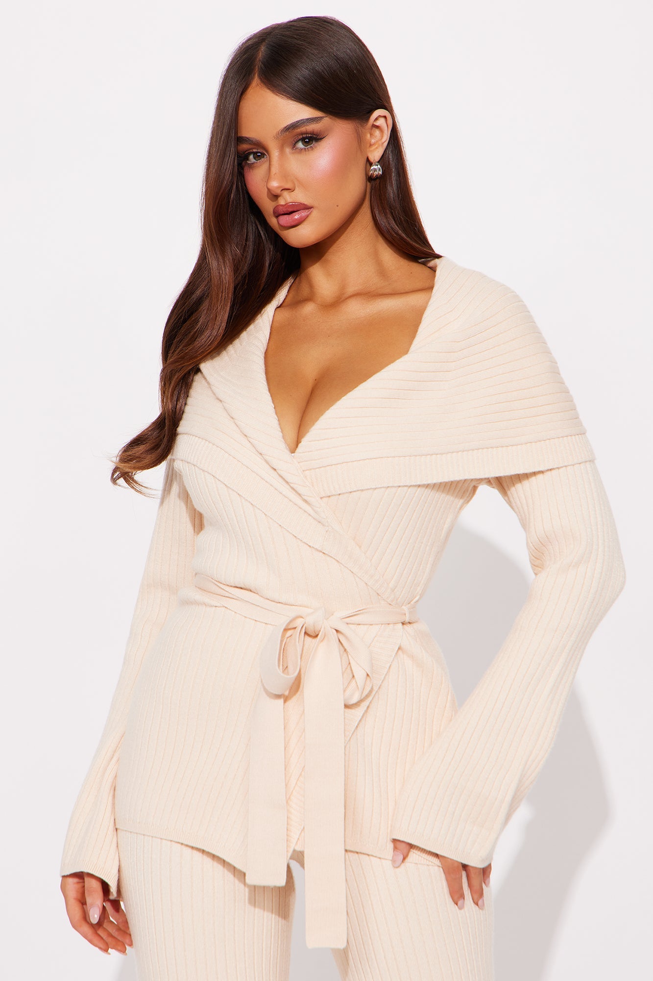 Emma Off Shoulder Sweater Pant Set - Cream 