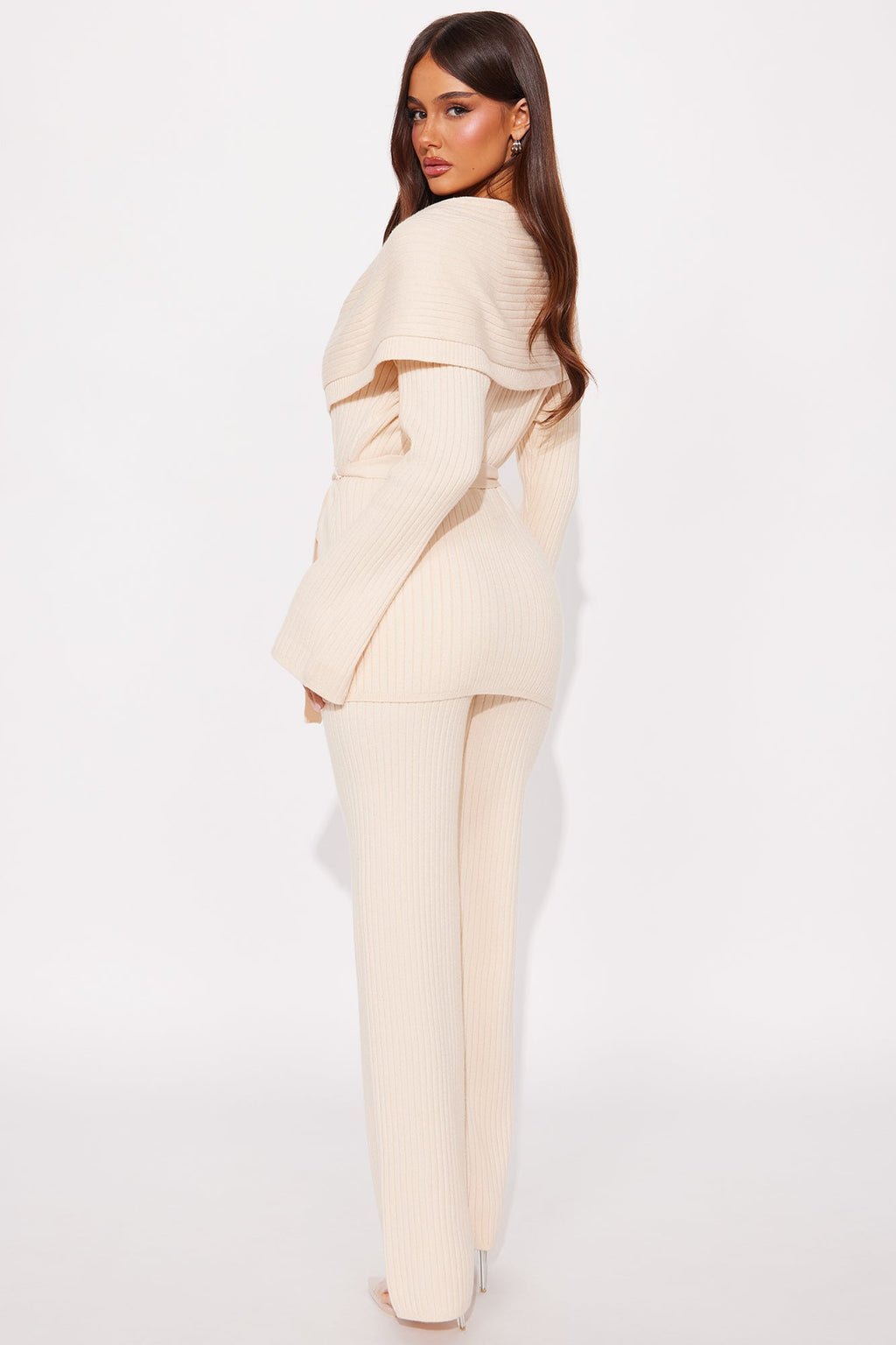 Emma Off Shoulder Sweater Pant Set - Cream 