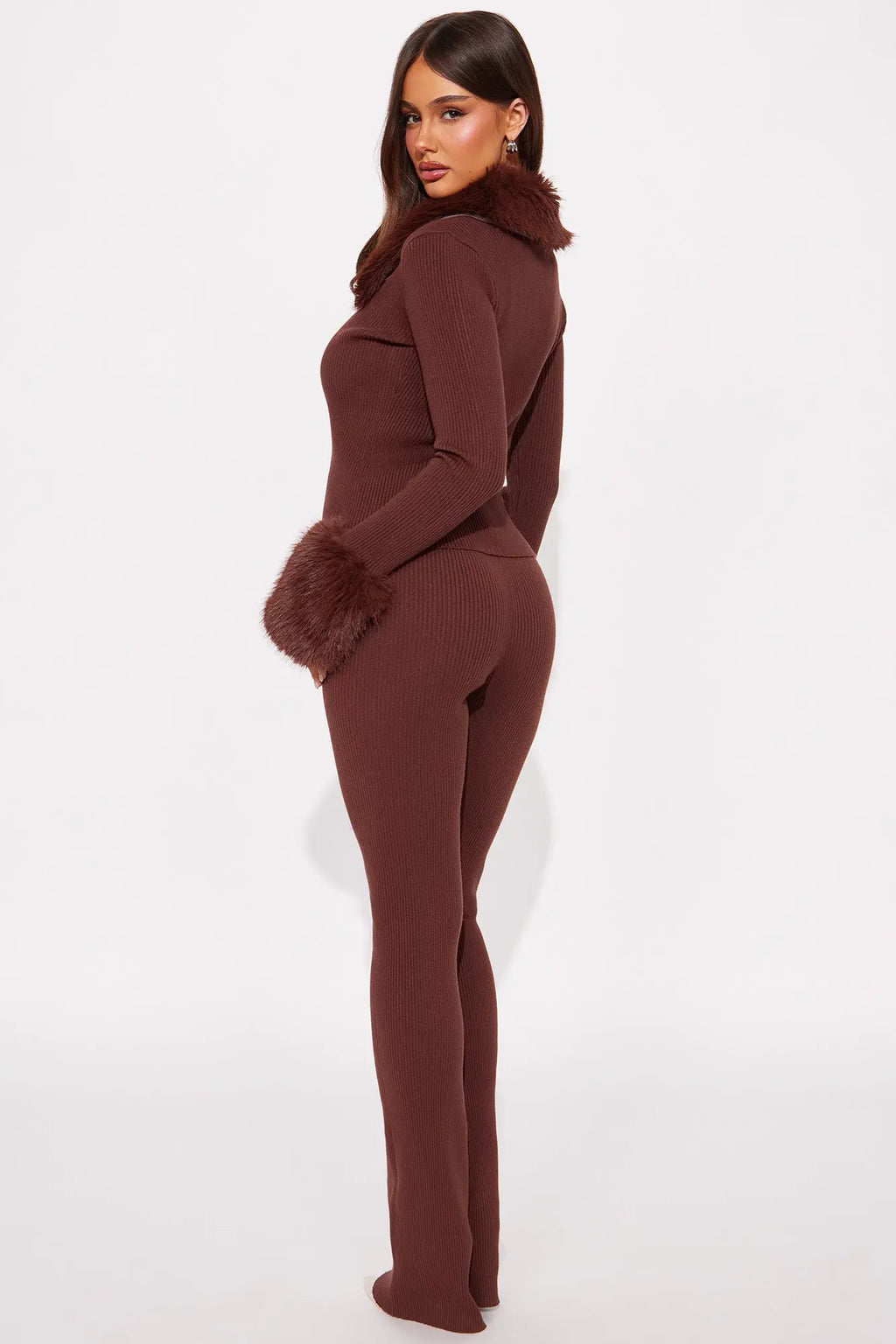Vivian Sweater Pant Set - Brown 