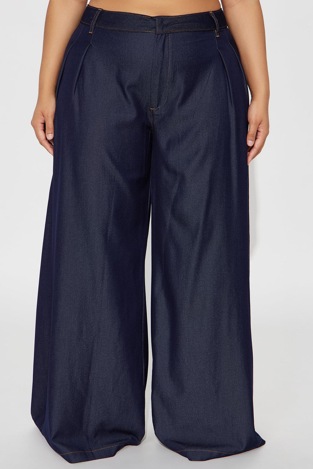 Amiah High Rise Chambray Wide Leg Pant 33 - Rinse Blue Wash 
