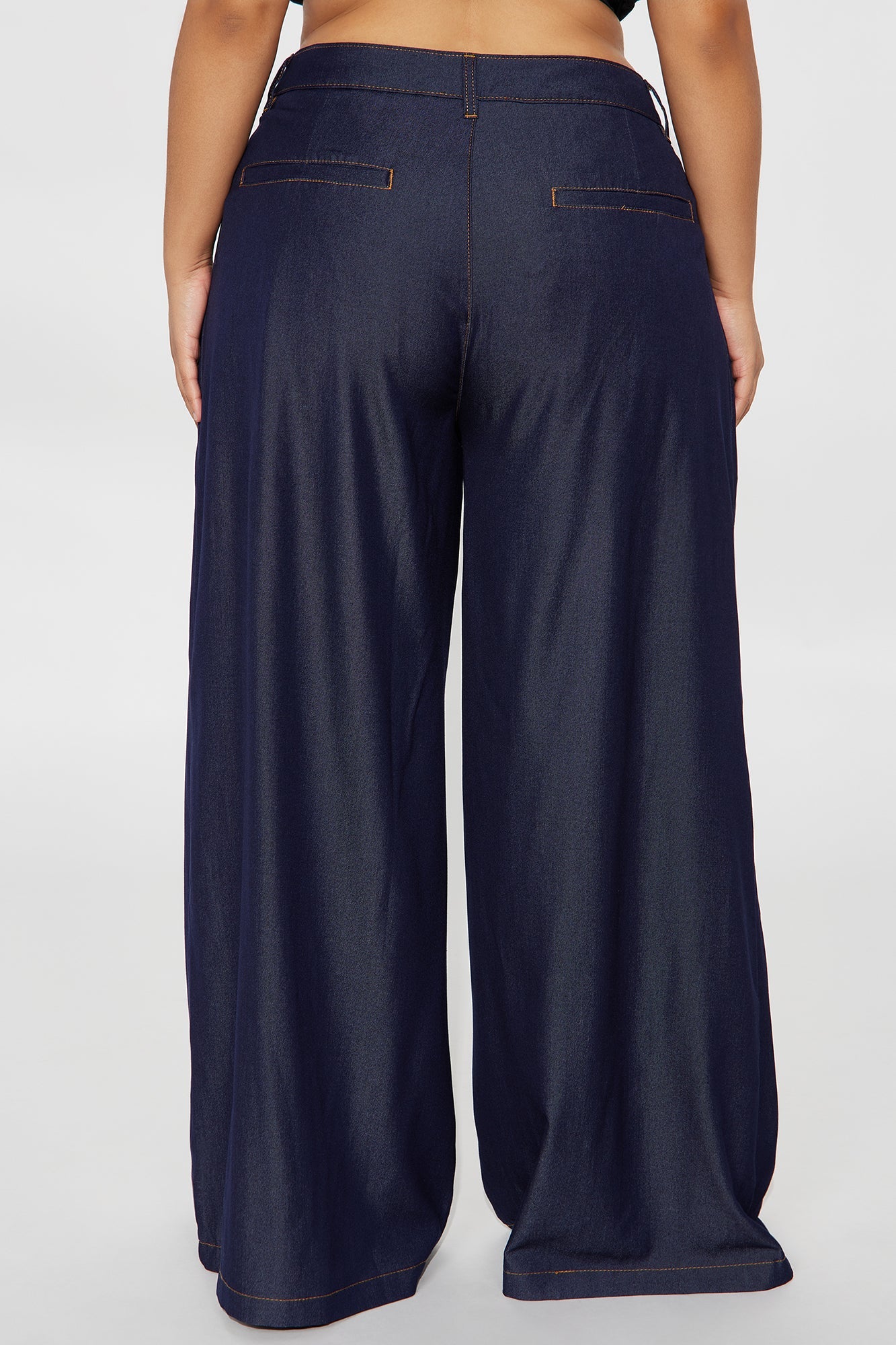 Amiah High Rise Chambray Wide Leg Pant 33 - Rinse Blue Wash 