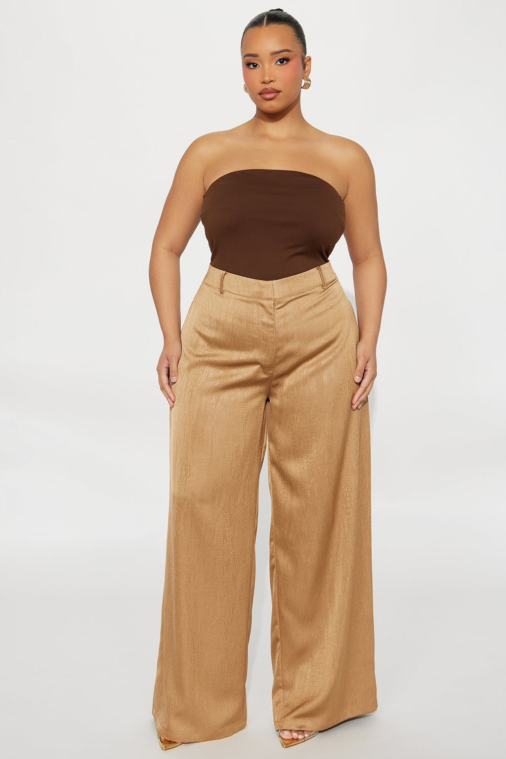 Olandria Textured Wide Leg Pant 33 - Gold 