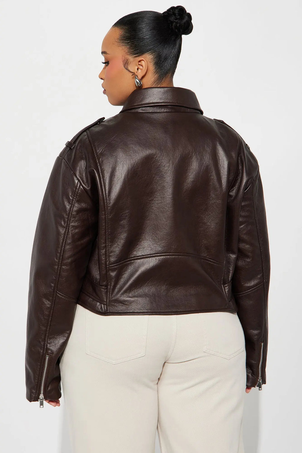 Roxie Faux Leather Jacket - Chocolate 