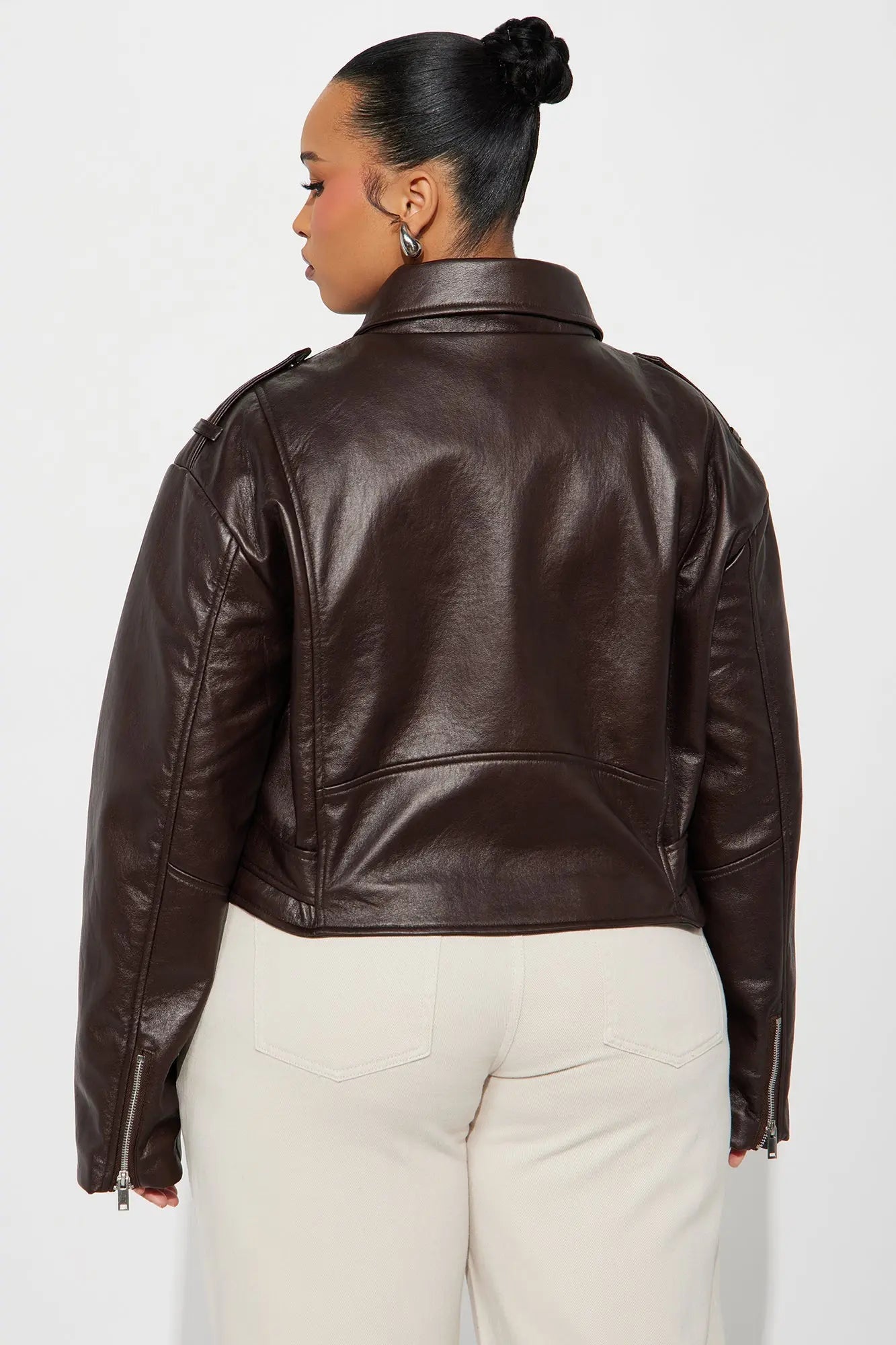 Roxie Faux Leather Jacket - Chocolate 