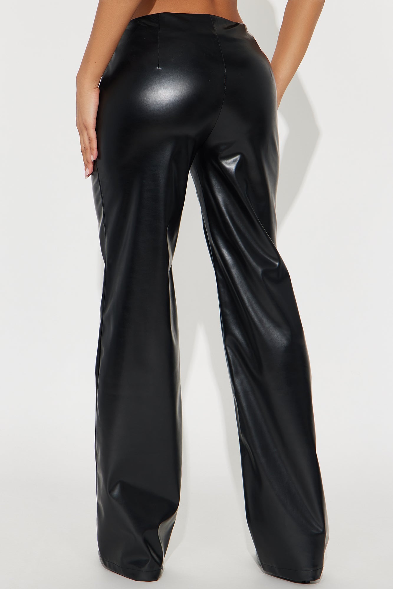 Monica Low Rise Faux Leather Pant 32″ - Black 