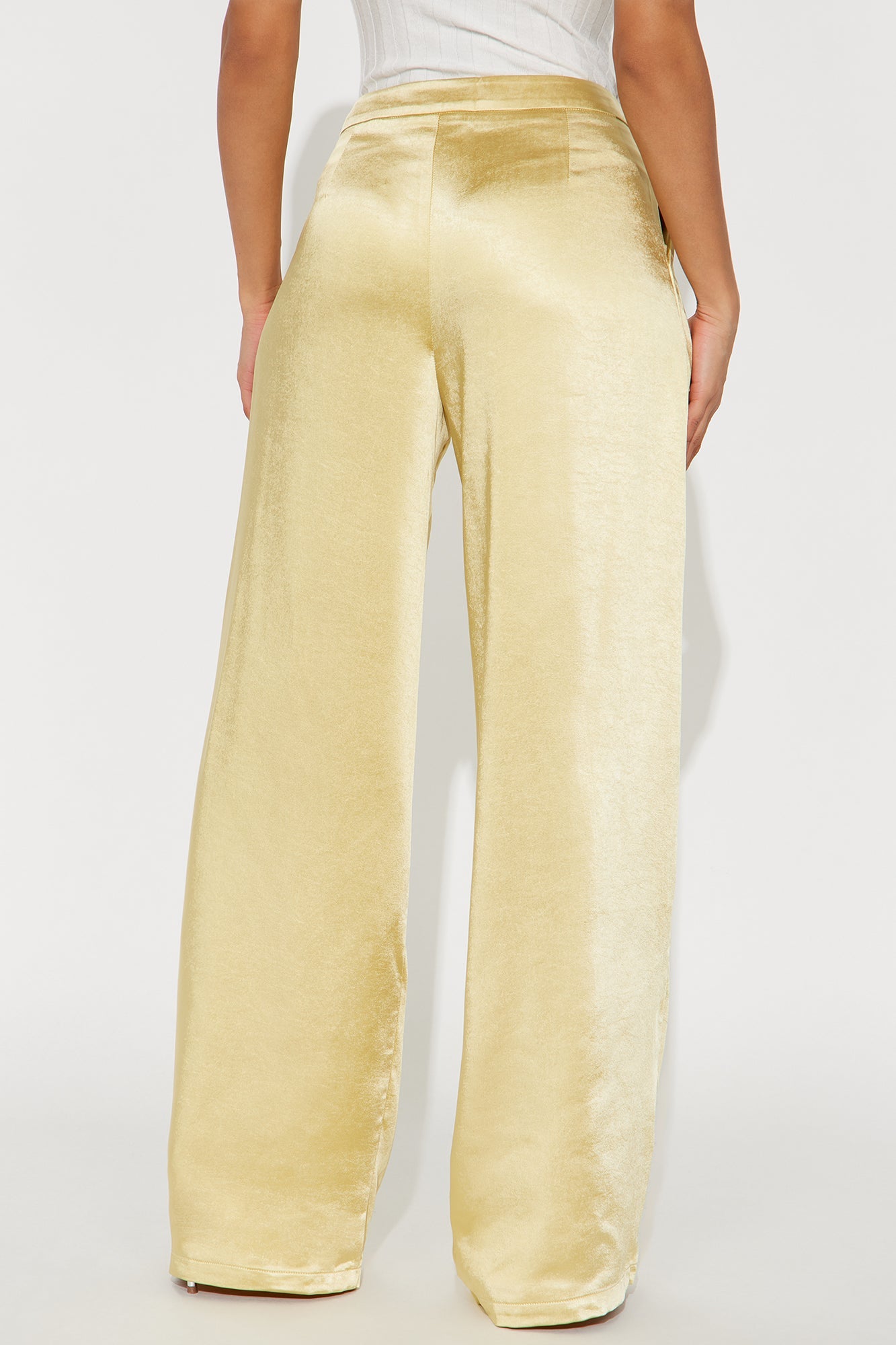 Main Topic Low Rise Wide Leg Satin Pant 33 - Yellow 