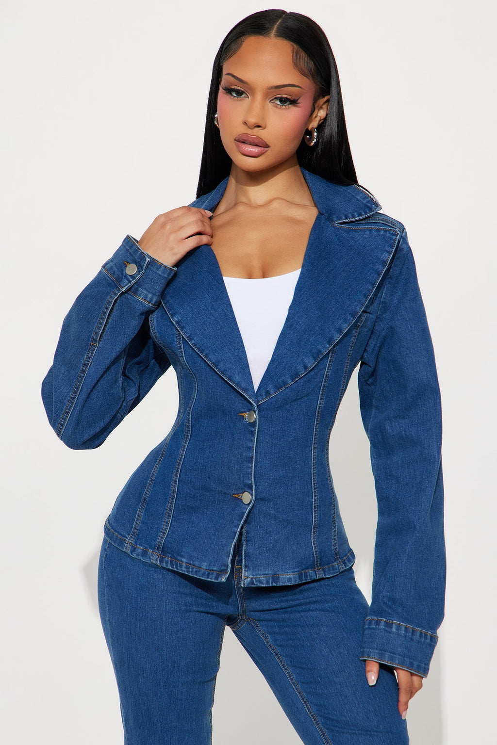 Beverly Bodysuit Denim Pant Set - Medium Wash 