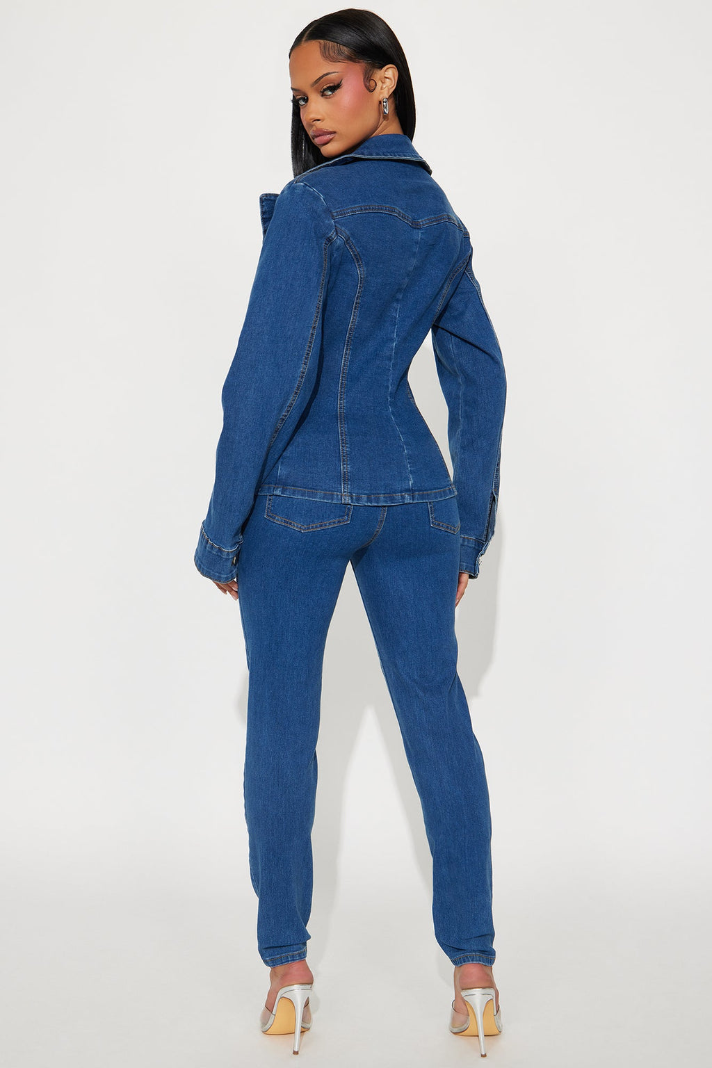 Beverly Bodysuit Denim Pant Set - Medium Wash 