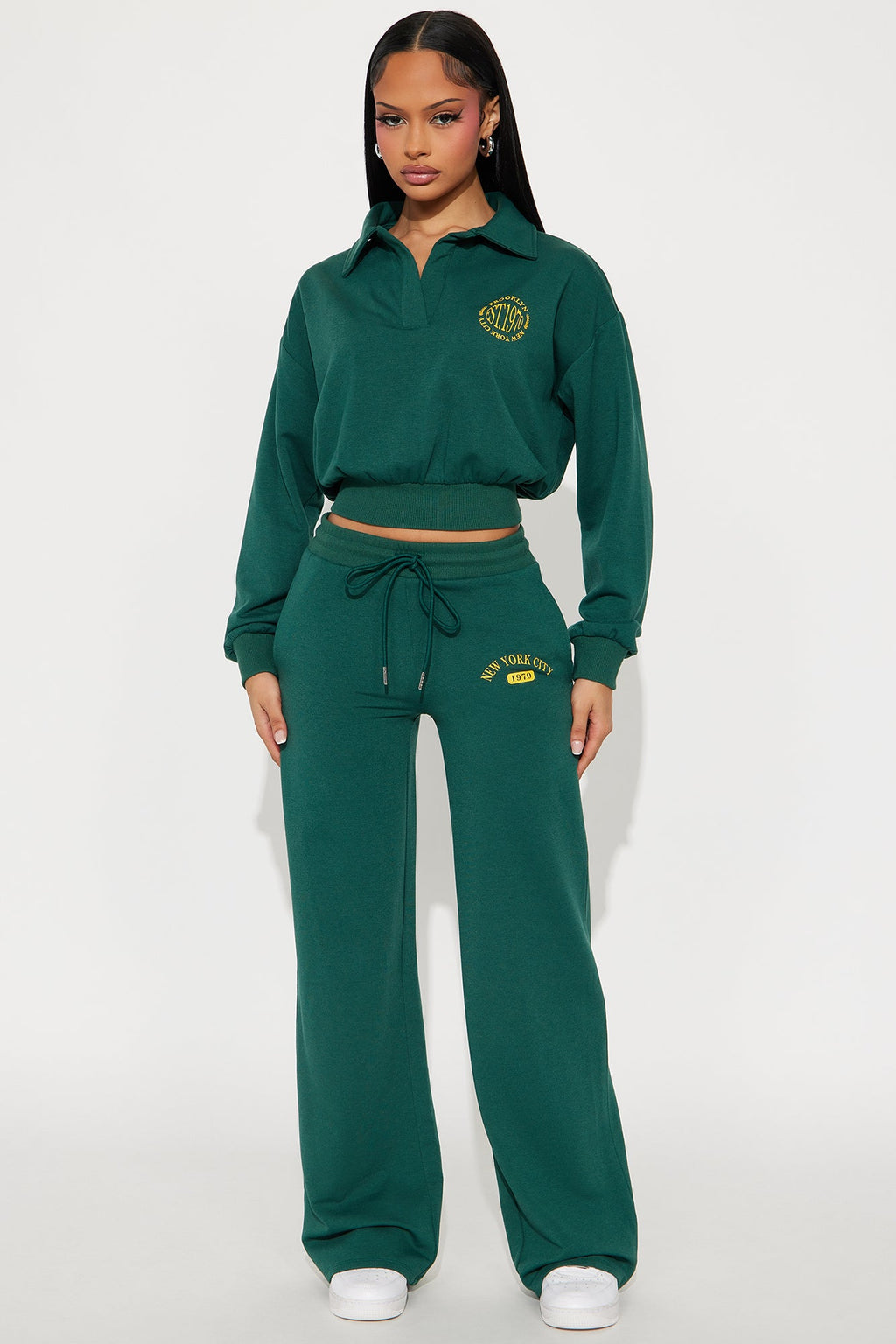 Uptown Ease Fleece Pant Set - Hunter