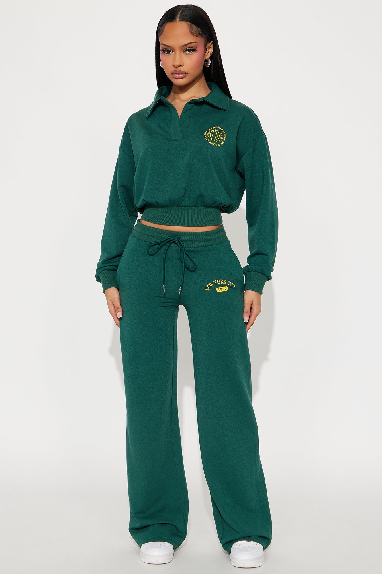 Uptown Ease Fleece Pant Set - Hunter