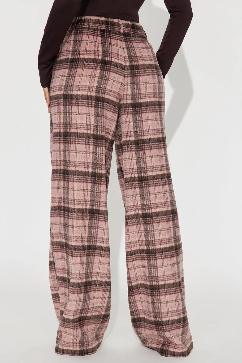 Out Your League Plaid Wide Leg Pant 33″ - Pink/combo 