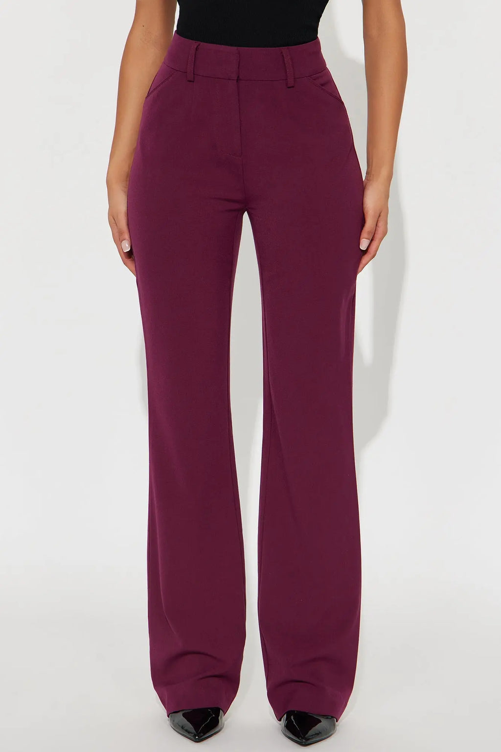Tasha Dressy High Rise Pants - Burgundy 