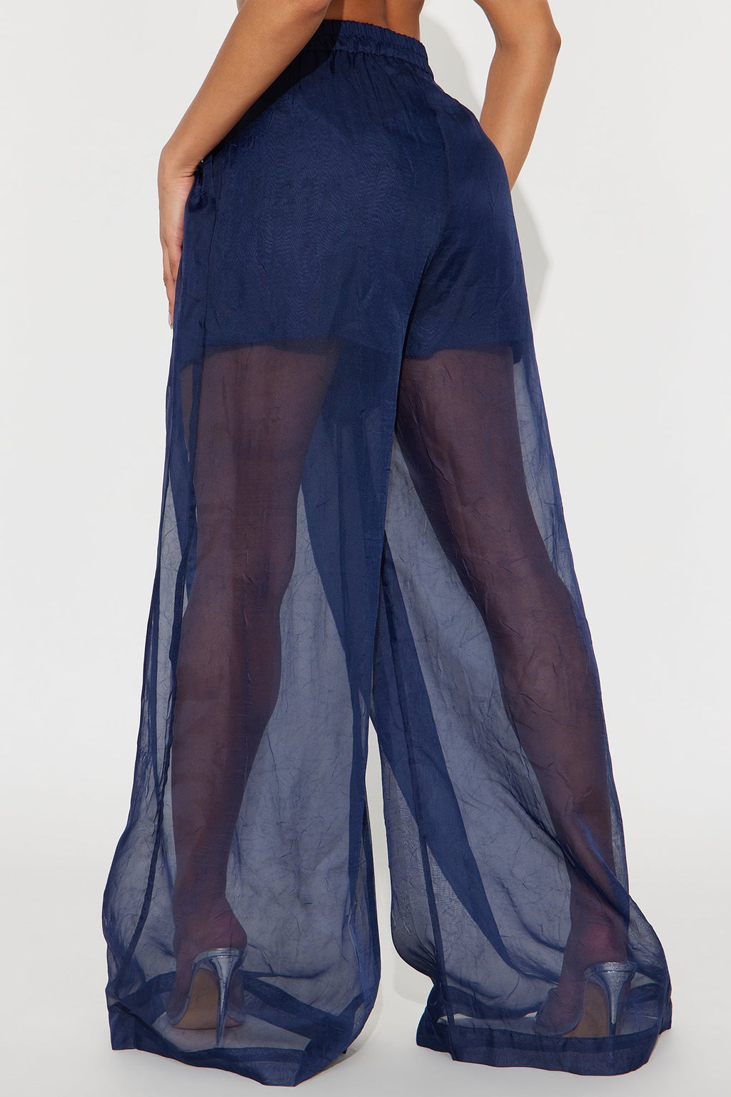 Hollie Wide Leg Organza Pant - Navy 
