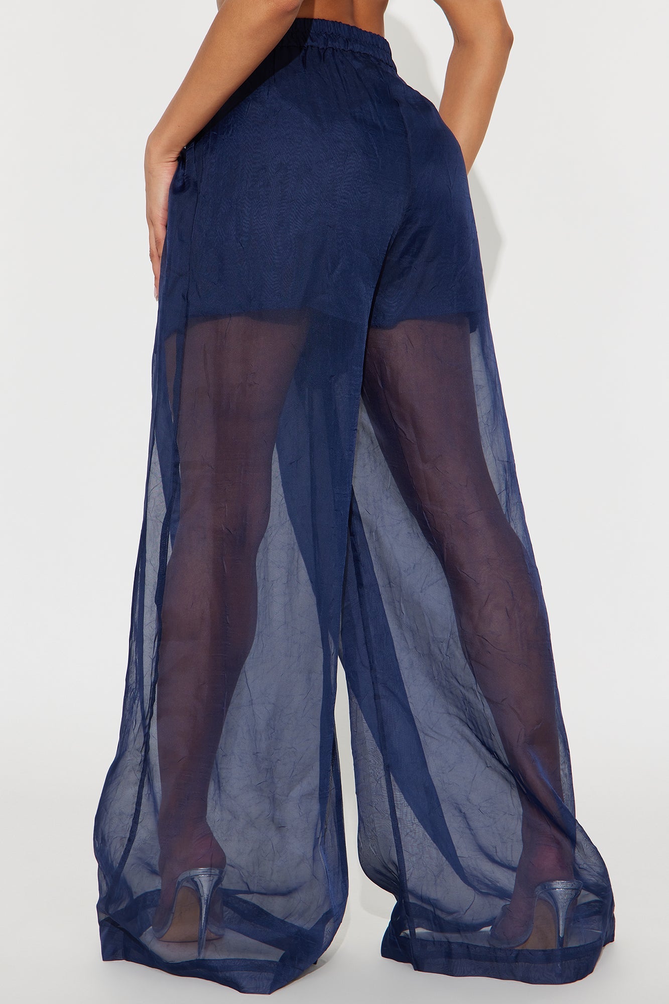Hollie Wide Leg Organza Pant - Navy 