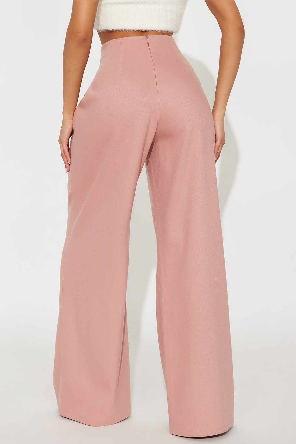 Hailey V Front Wide Leg Trouser 33″ - Mauve 