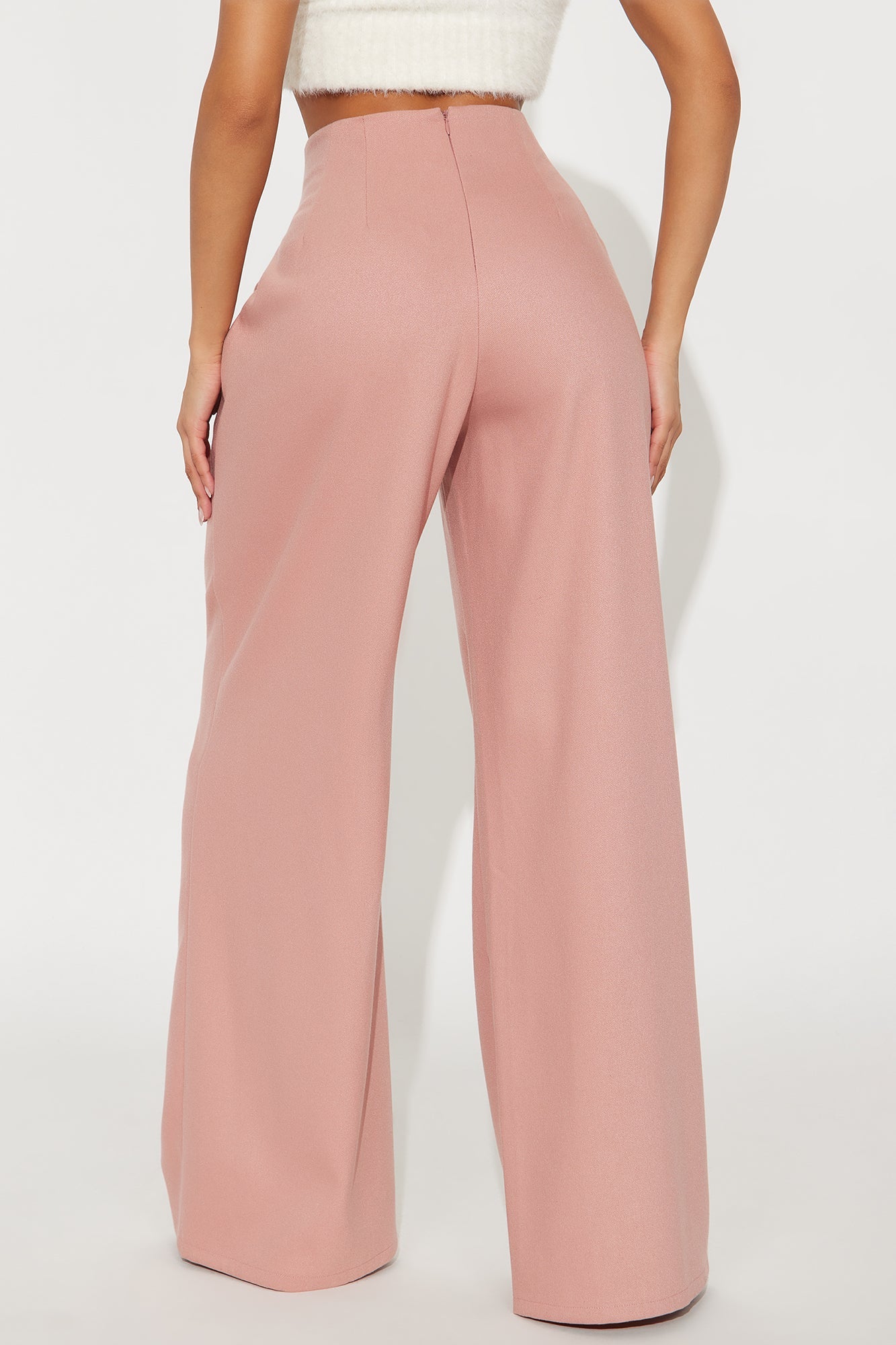 Hailey V Front Wide Leg Trouser 33″ - Mauve 
