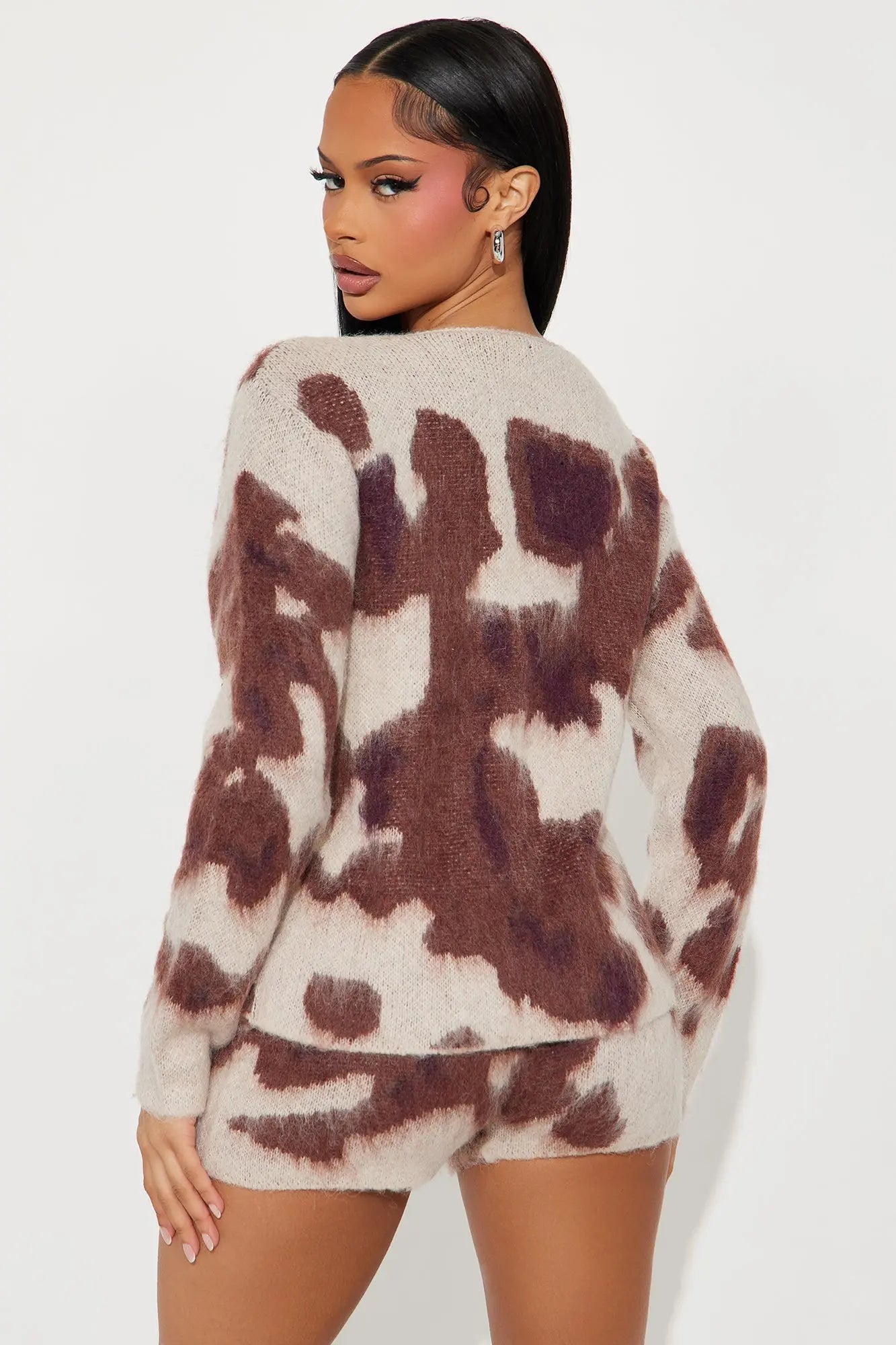 Holy Cow Cozy Short Set - Brown/combo 