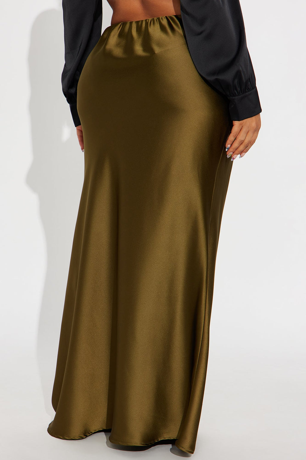 Aurora Satin Maxi Skirt - Olive