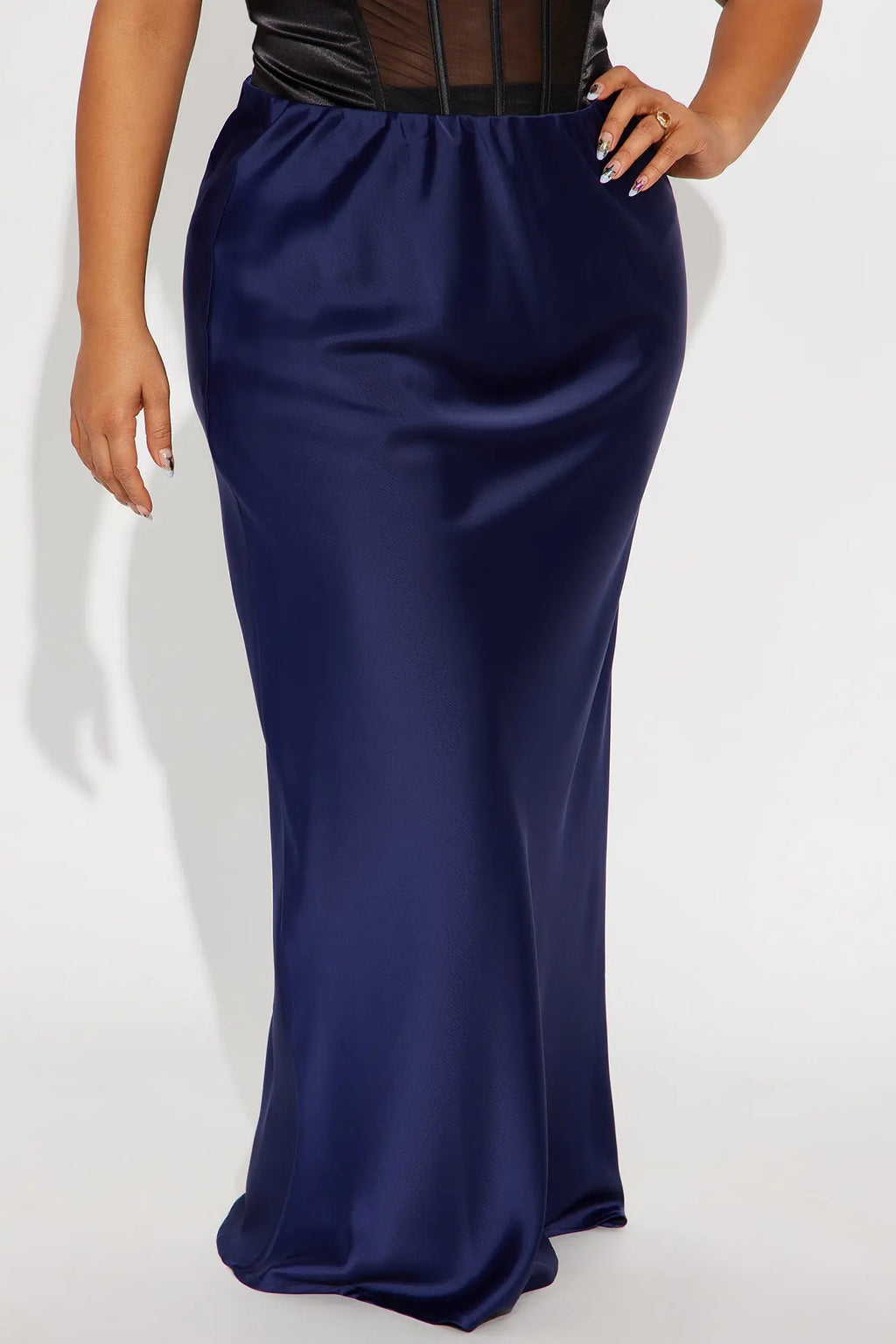 Brunch to GNO Satin Maxi Skirt - Navy 