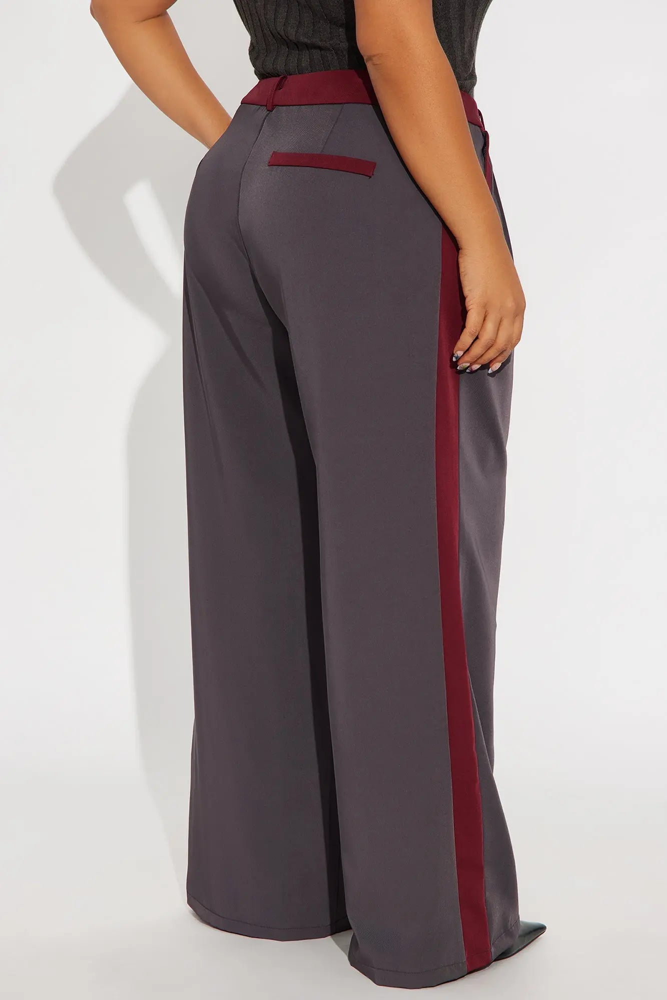 Christina Colorblock Trouser - Charcoal/combo 