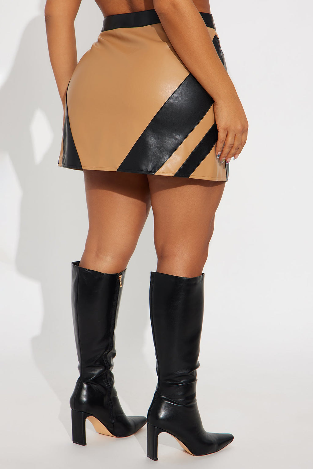 Your Best Shot Faux Leather Mini Skirt - Mustard/combo 