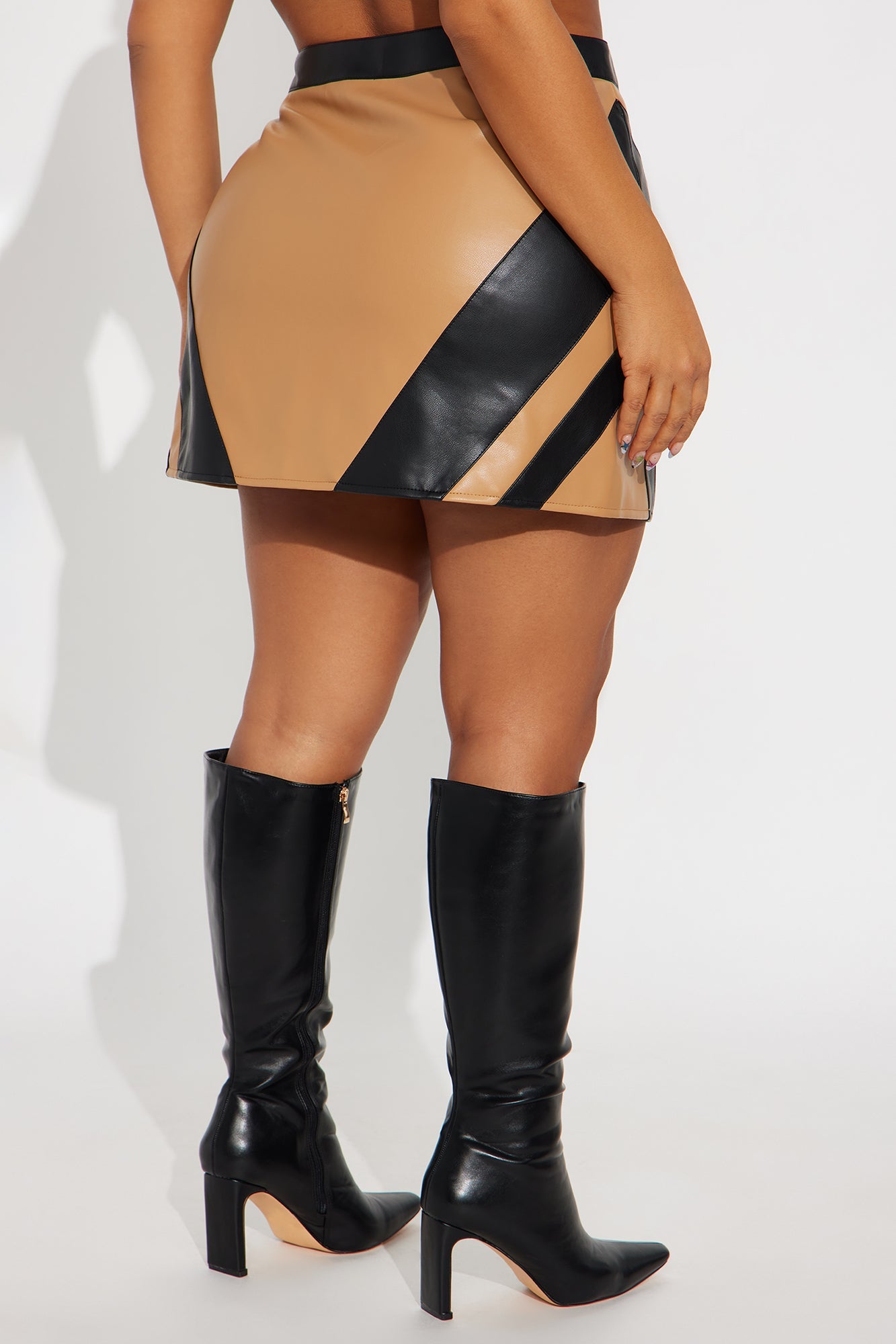 Your Best Shot Faux Leather Mini Skirt - Mustard/combo 