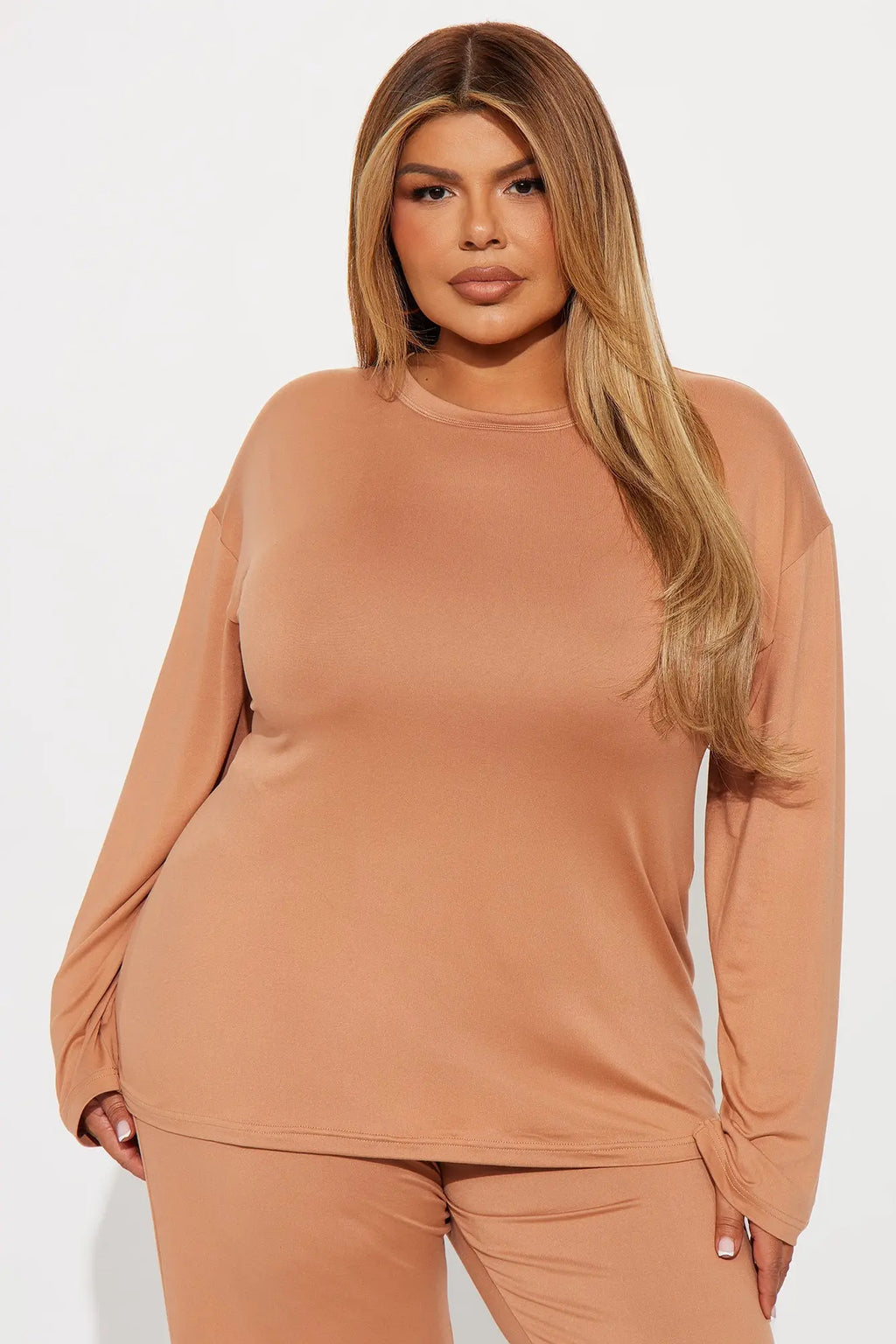 Relax Mood Long Sleeve PJ Pant Set - Mocha 