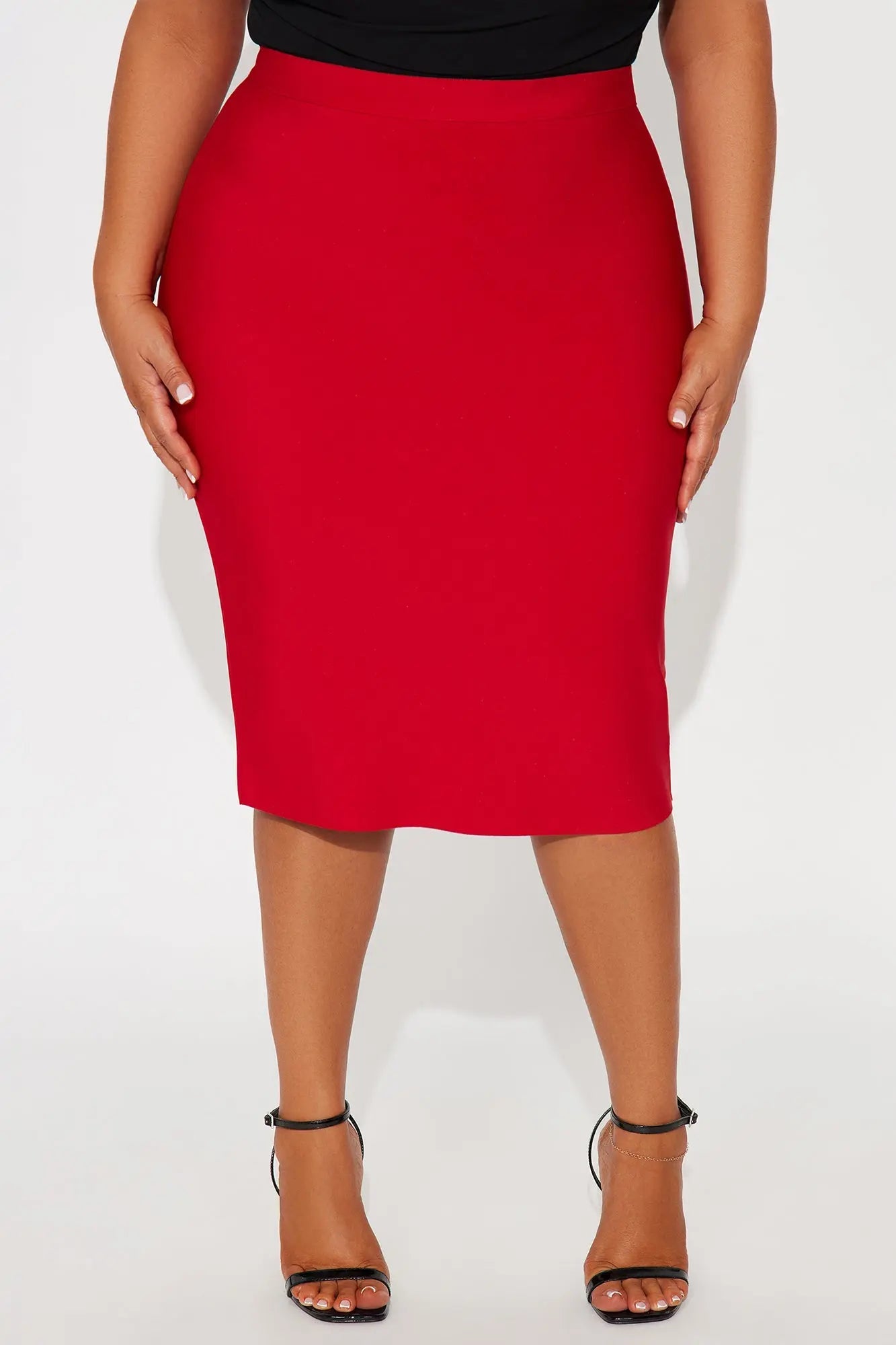 Melina Bandage Midi Pencil Skirt - Red 