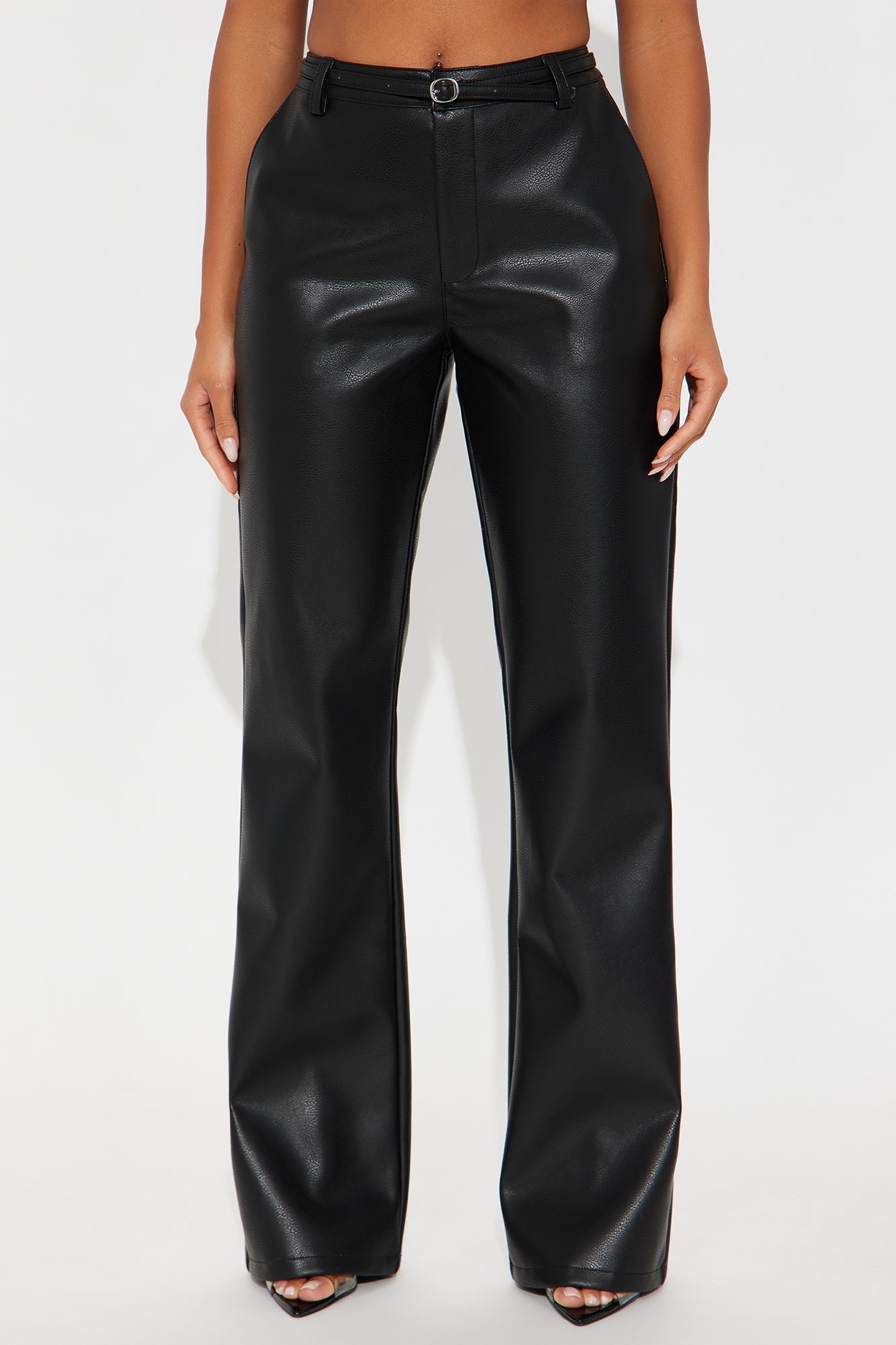 Nikita Belted Faux Leather Pant 33″ - Black 
