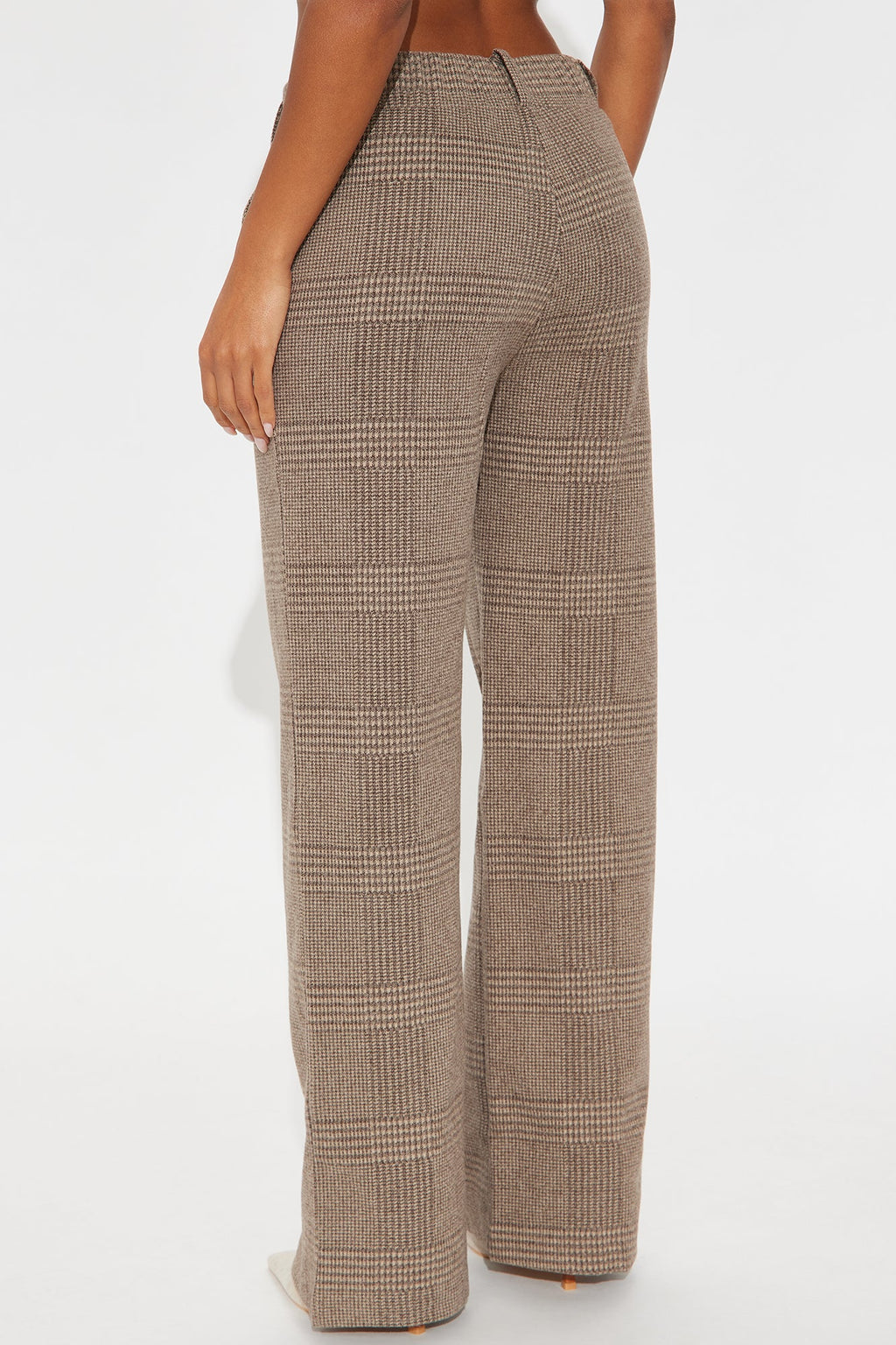 Ameli Wide Leg Plaid Pant 31 - Brown 