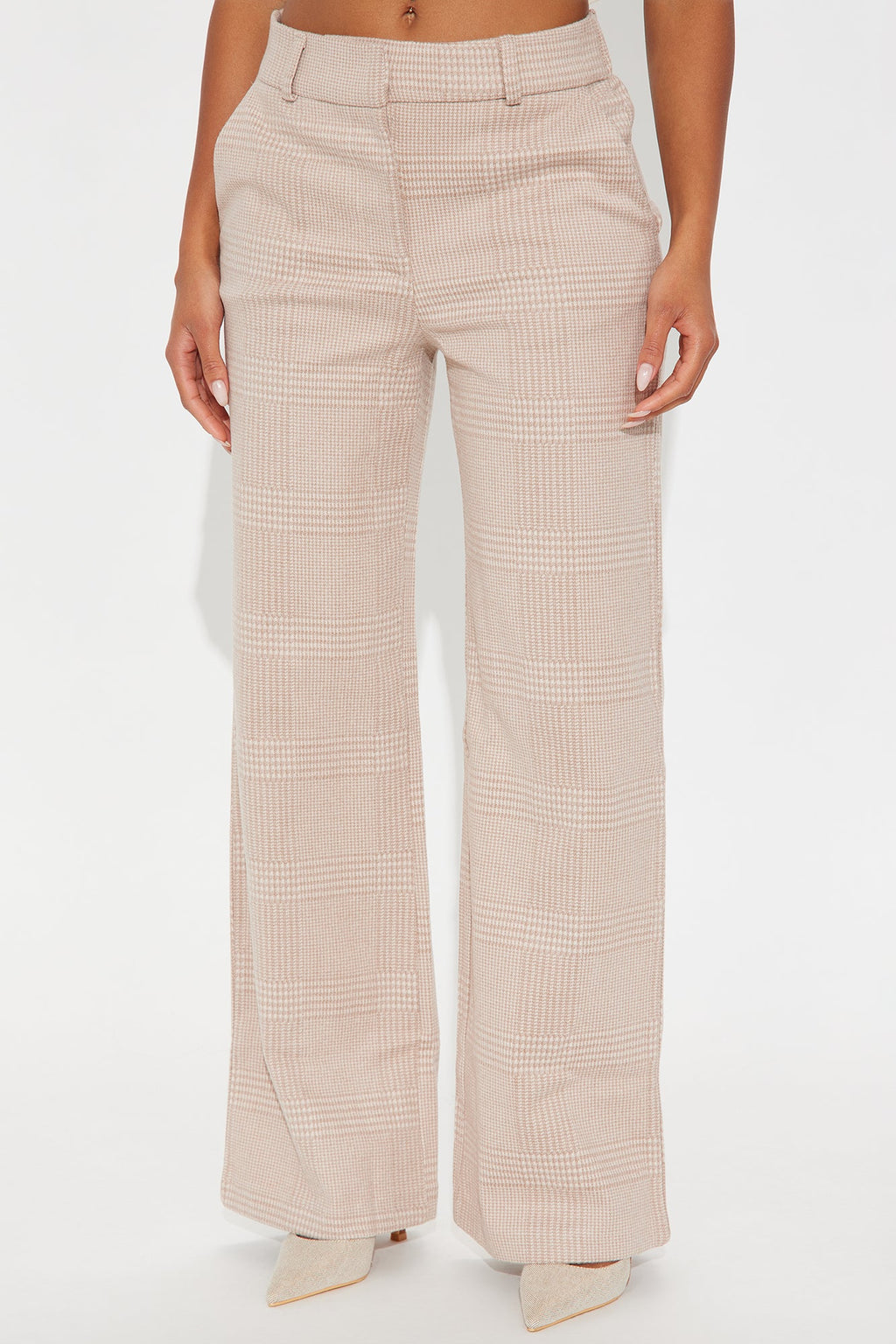 Ameli Wide Leg Plaid Pant 31 - Taupe 