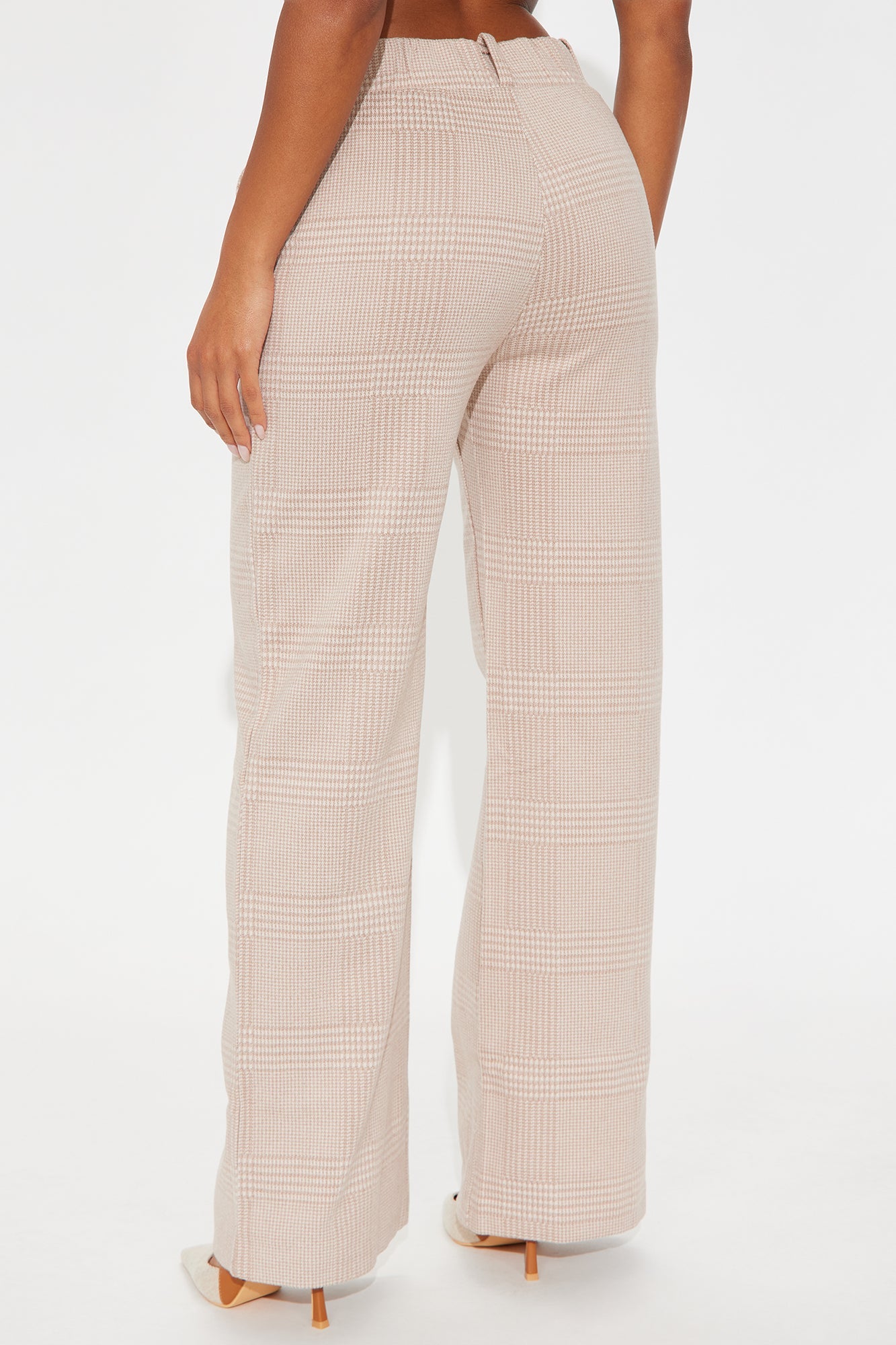 Ameli Wide Leg Plaid Pant 31 - Taupe 