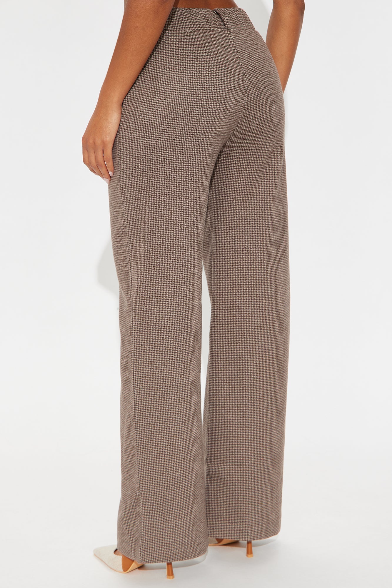 Let's Go For A Chat Wide Leg Houndstooth Pant 31 - Brown 