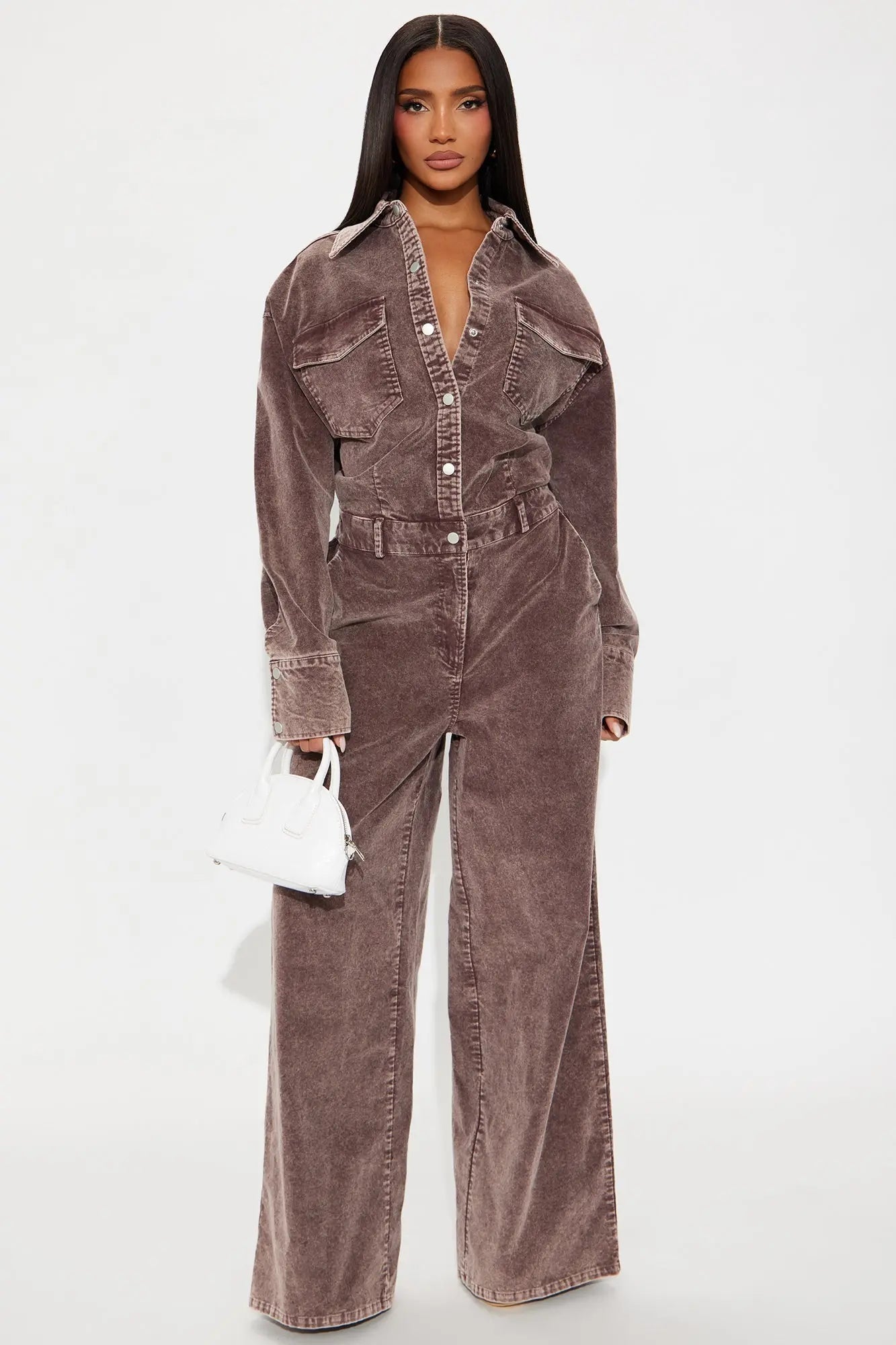Ready For Anything Washed Corduroy Jumpsuit - Brown 
