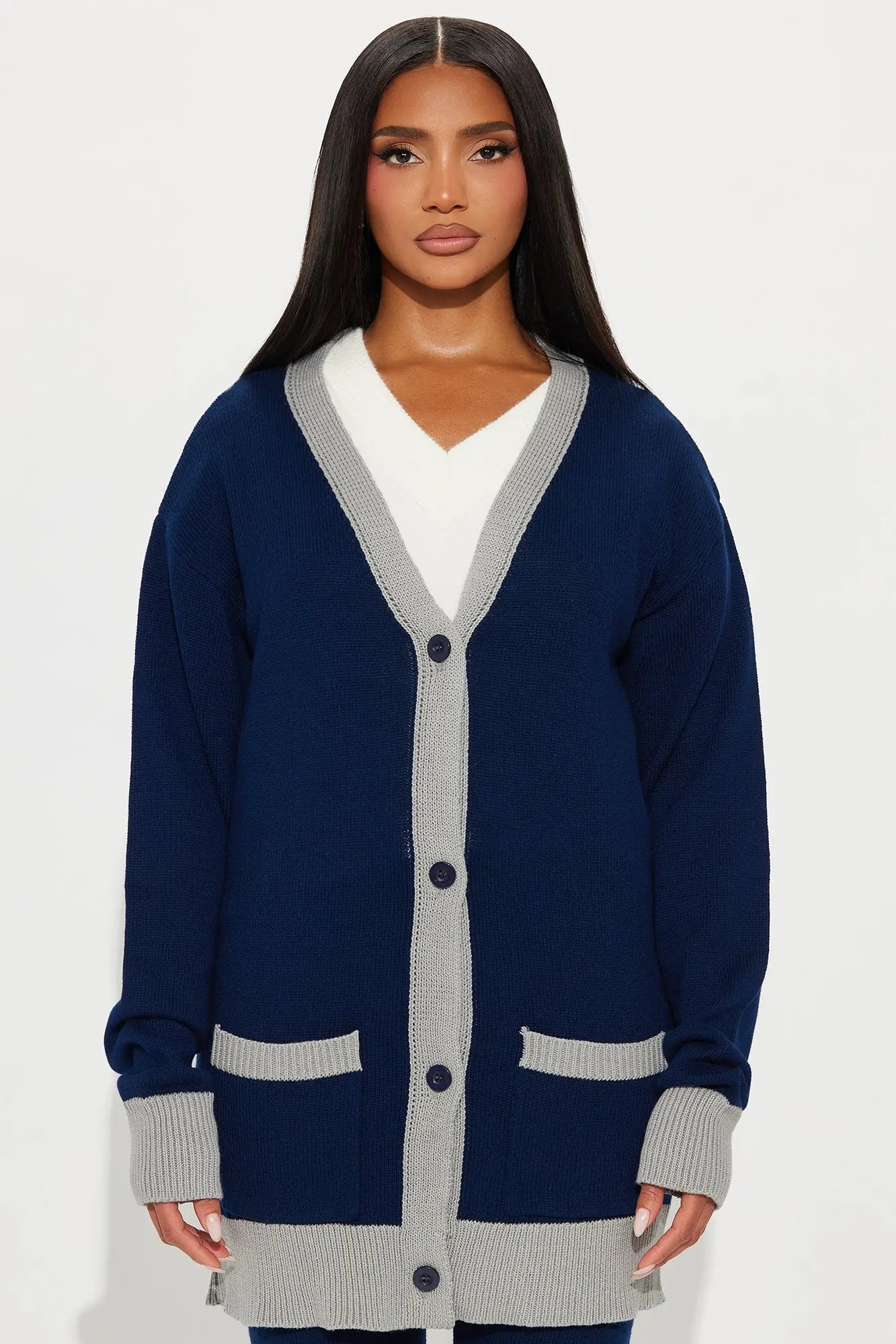 Emery Sweater Cardigan Pant Set - Navy 