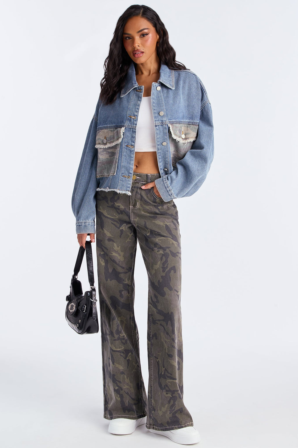 Hidden Agenda Denim Shacket - Medium Wash 