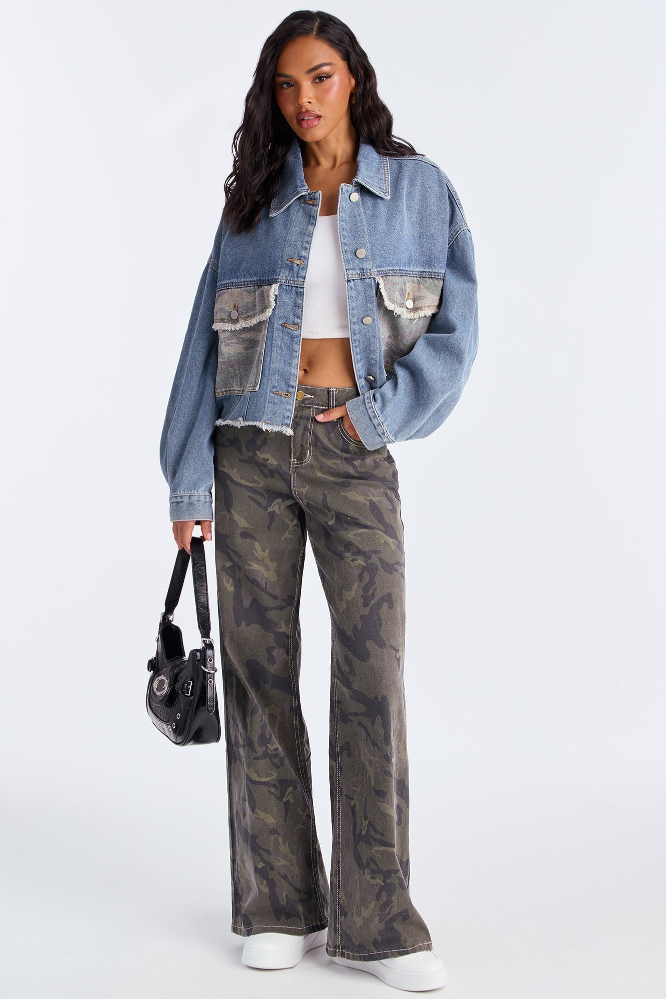 Hidden Agenda Denim Shacket - Medium Wash 