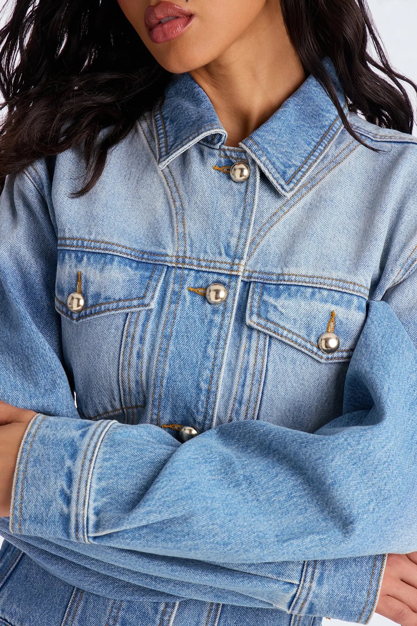 Finest Lady Denim Trucker Jacket - Light Wash 