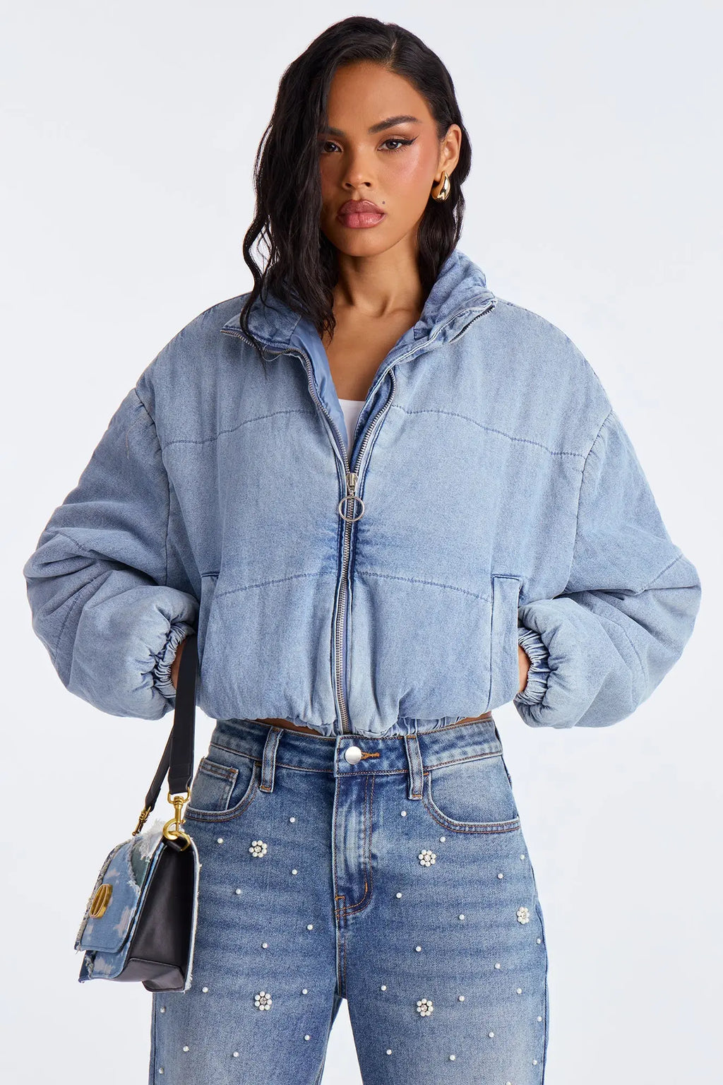 Darby Denim Bomber Jacket - Light Wash 