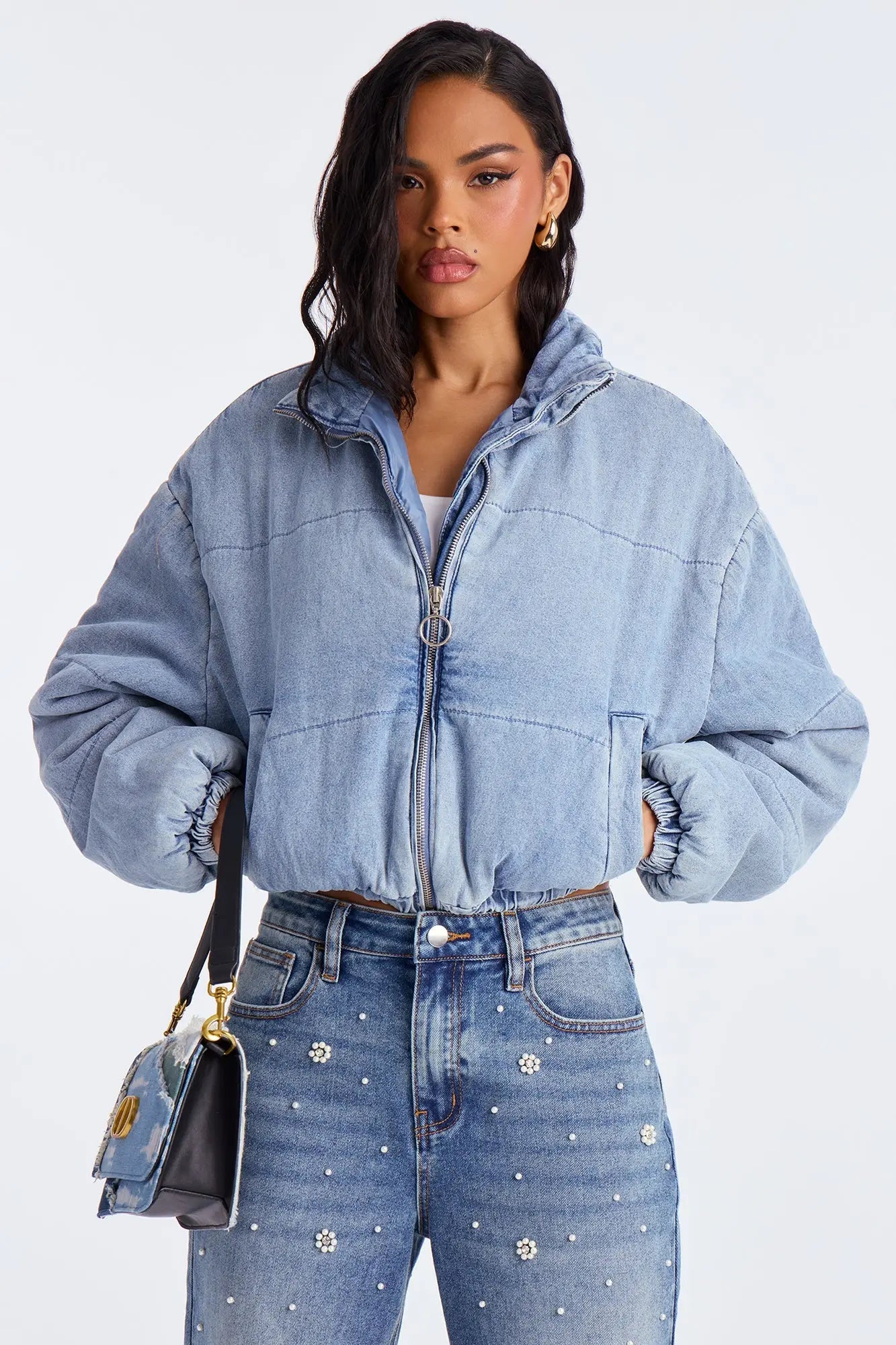 Darby Denim Bomber Jacket - Light Wash 