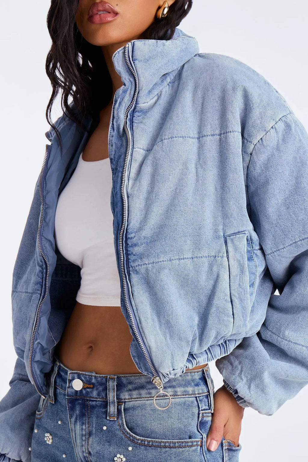 Darby Denim Bomber Jacket - Light Wash 