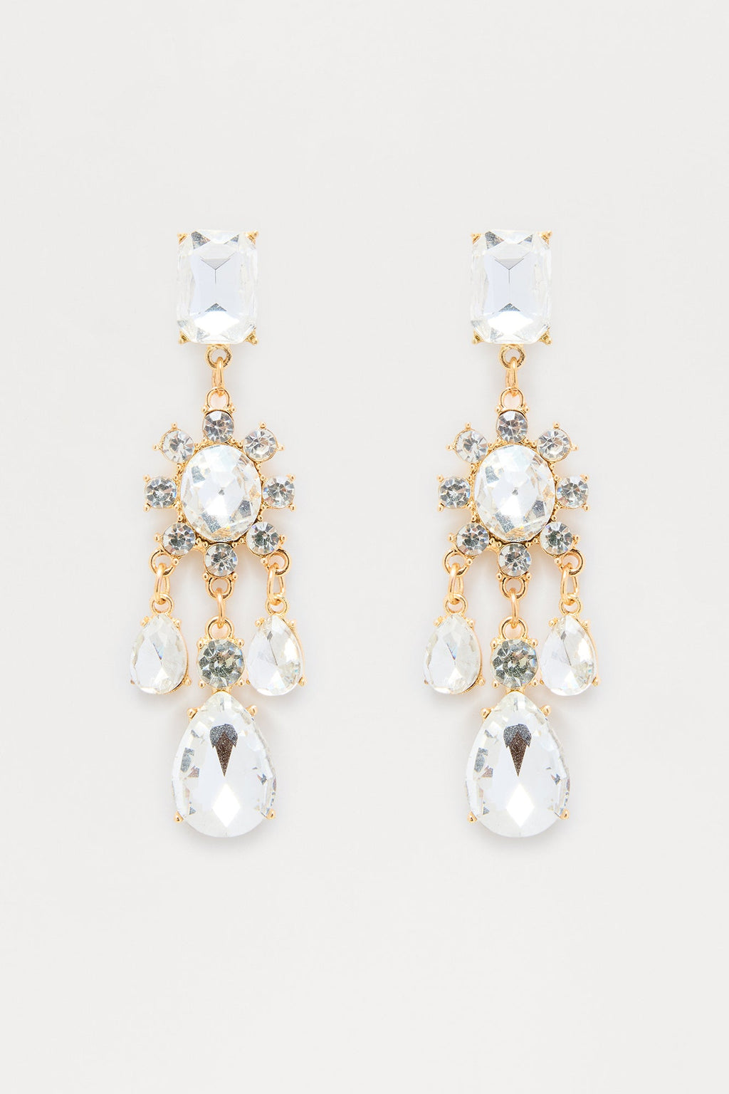 Diamond Rain Drop Earrings - Gold