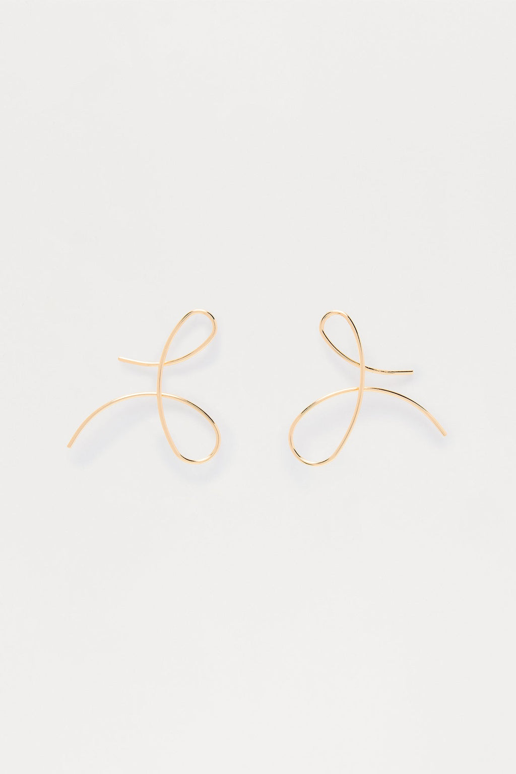 Fine Line Abstract Drop Earrings - Gold