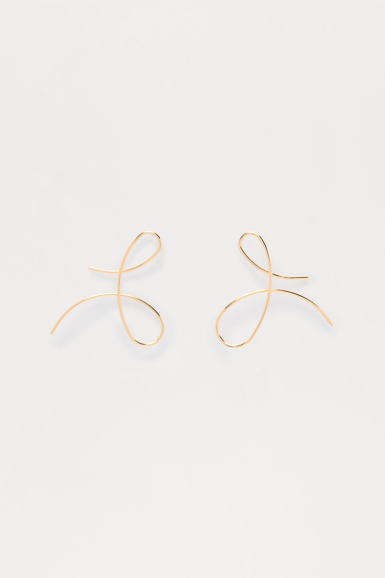 Fine Line Abstract Drop Earrings - Gold