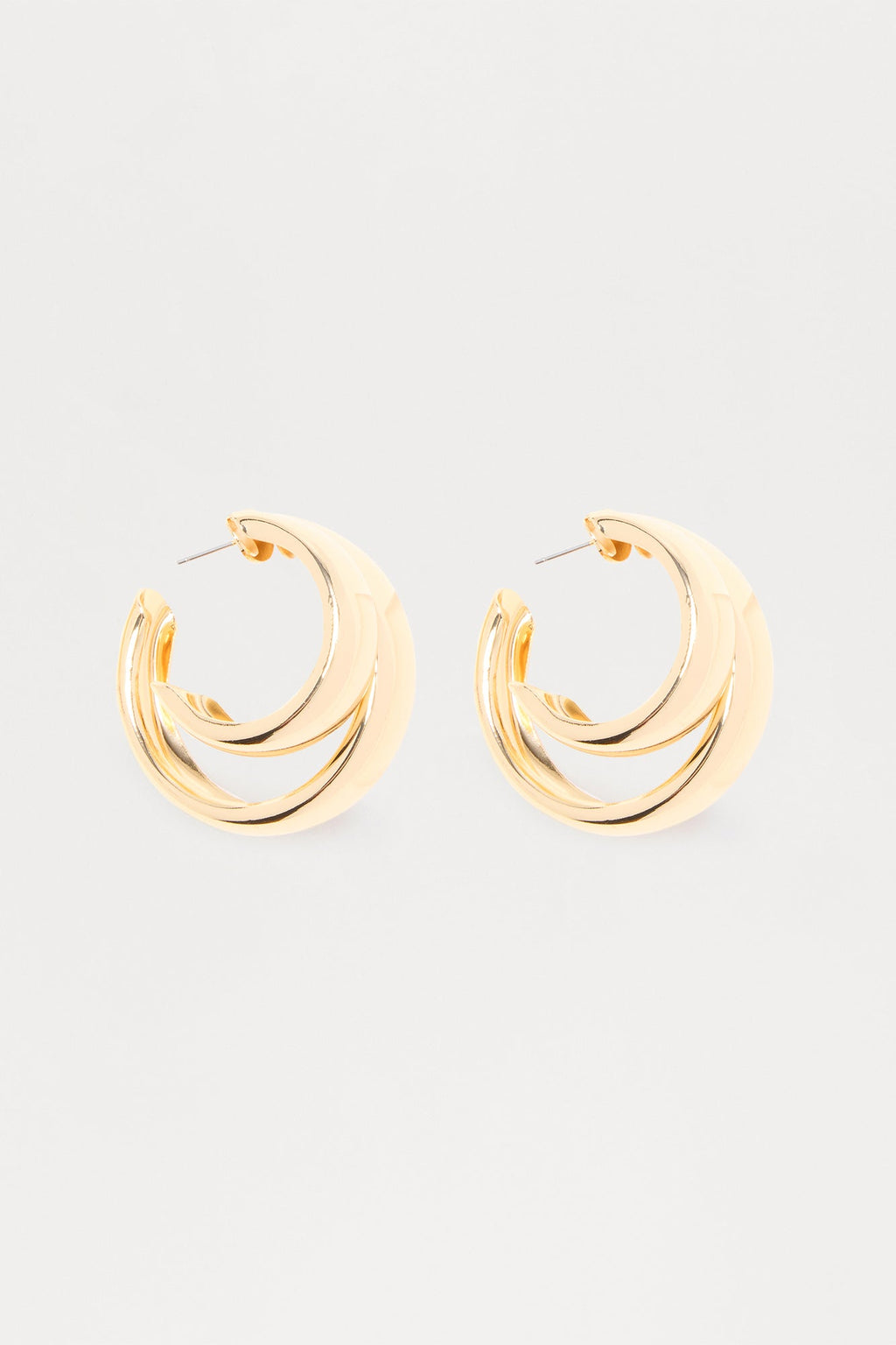 Twin Orbit Hoop Earrings - Gold