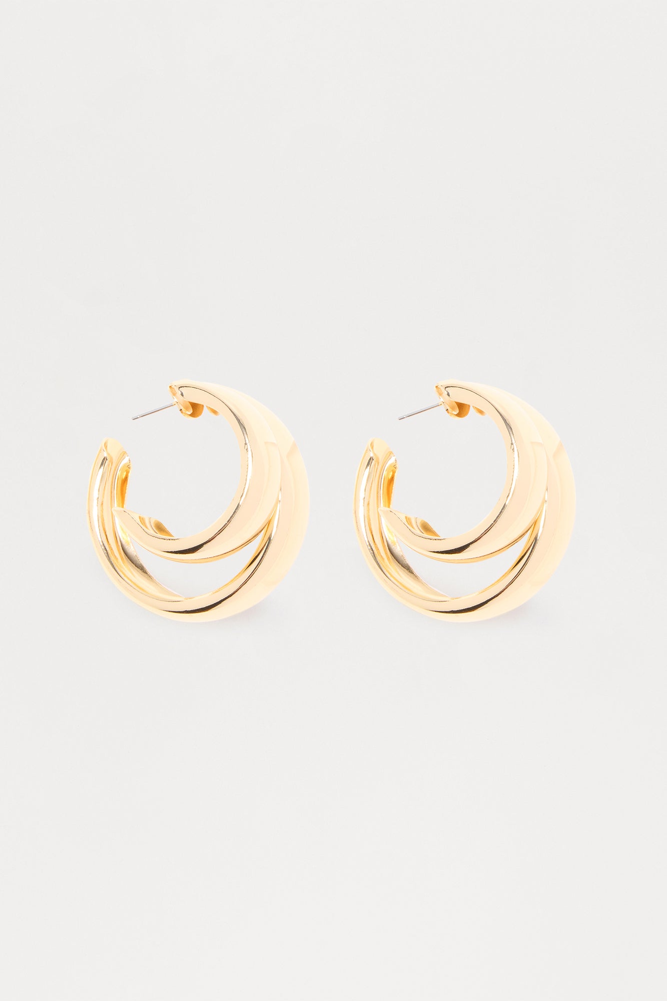 Twin Orbit Hoop Earrings - Gold