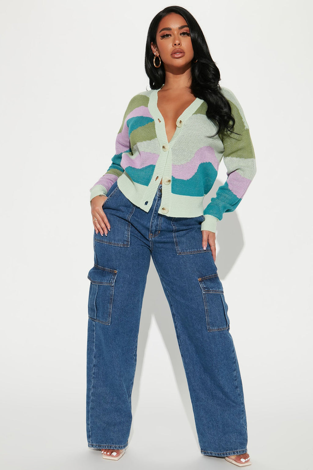 Electric Sky Abstract Cardigan - Green/combo