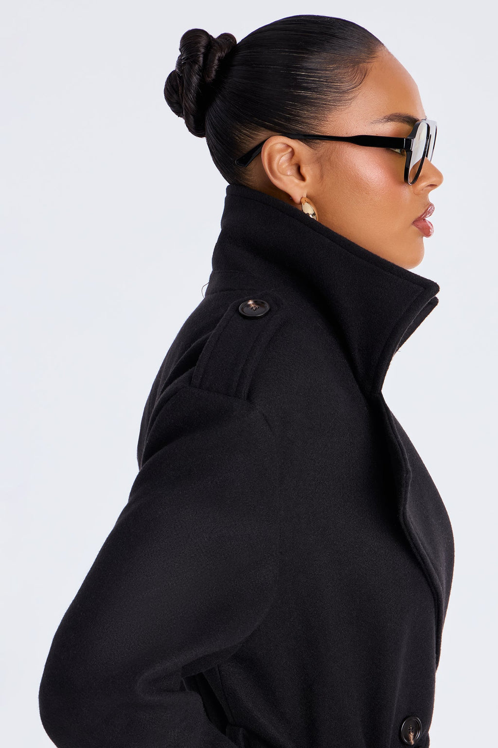 Clocked Out Double Breasted Long Coat - Black 